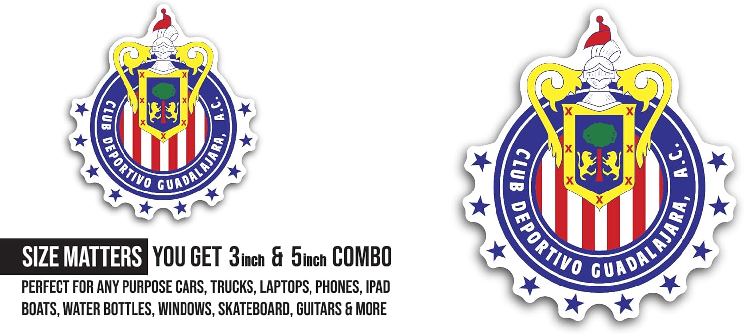 2 (Pieces) 3" and 5" Chiv@s Gu@dalajara Sticker, Waterproof Vinyl Decals for Many Purpose Like Cars, Trucks, Laptops, Phones, Windows and More