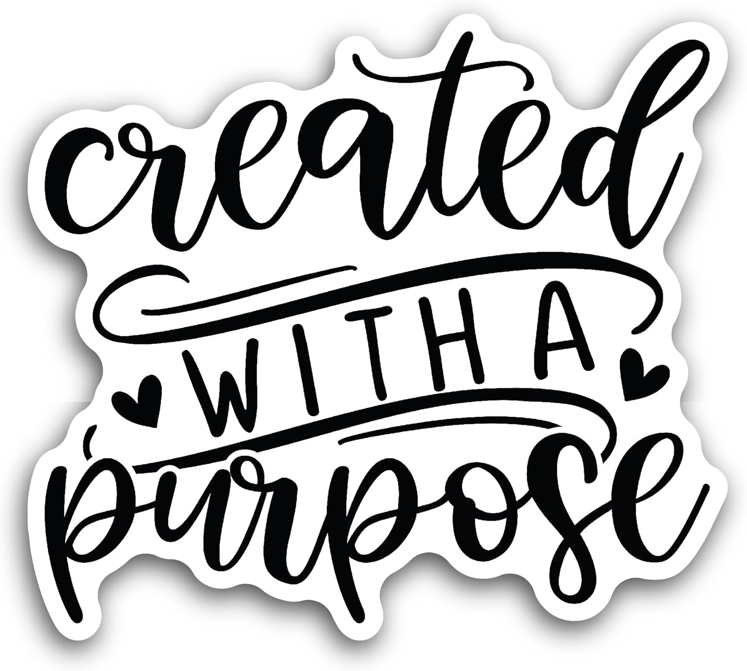 2 (Pieces) 3" and 5" Created with Text Sticker, Waterproof Vinyl Decals for Many Purpose Like Cars, Trucks, Laptops, Phones, Windows and More