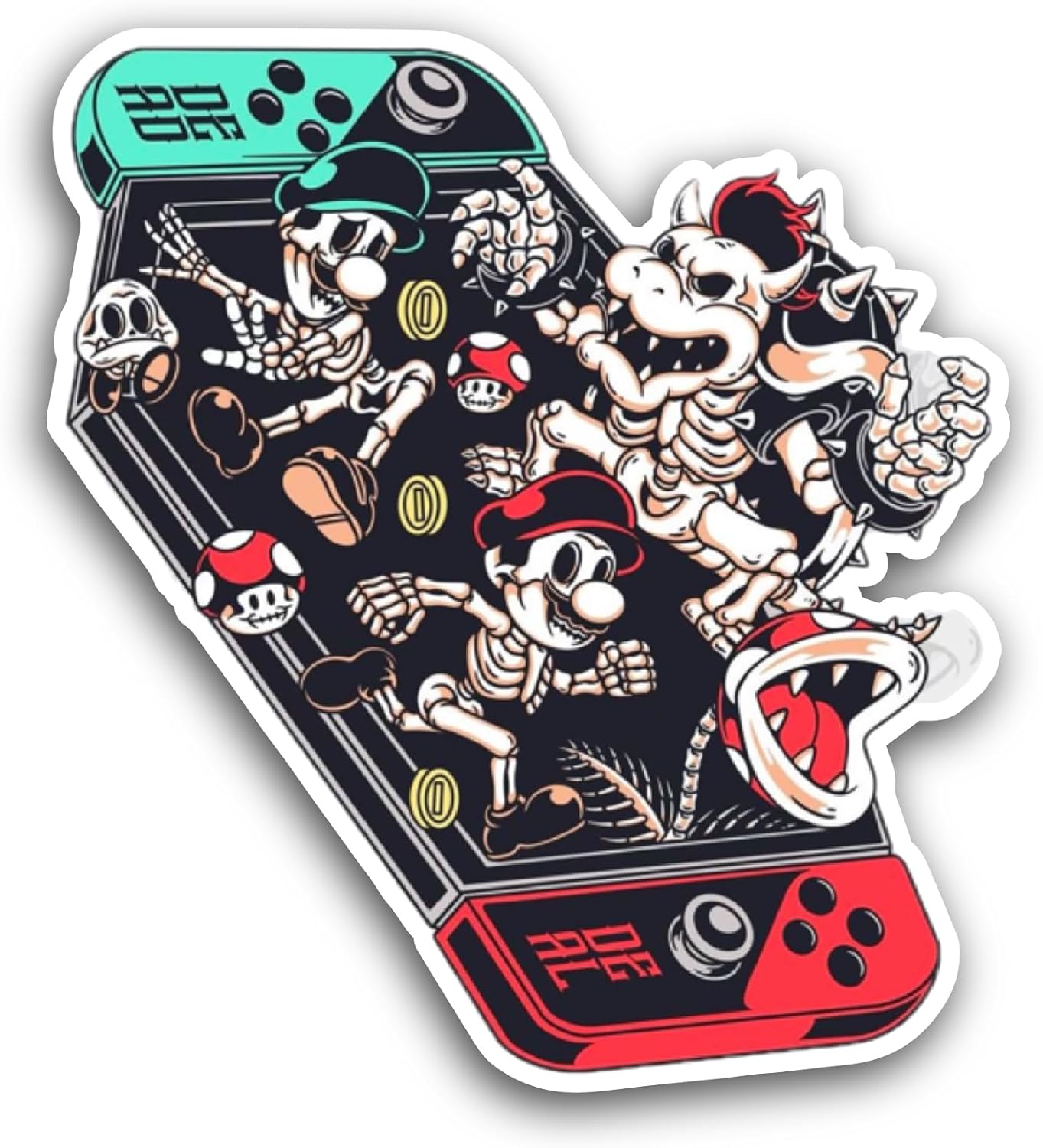 2 (Pieces) 3" and 5" Cartoon Skeletons Sticker, Waterproof Vinyl Decals for Many Purpose Like Cars, Trucks, Laptops, Phones, Windows and More