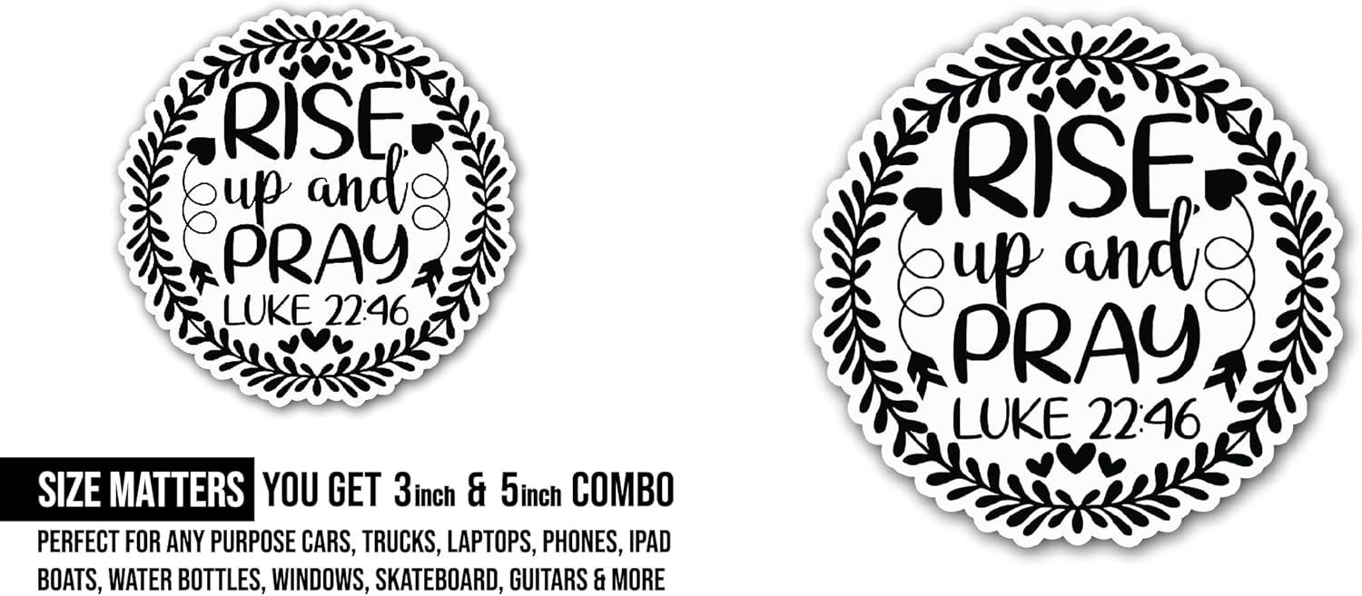 2 (Pieces) 3" and 5" Rise up & Pray Luke Sticker, Waterproof Vinyl Decals for Many Purpose Like Cars, Trucks, Laptops, Phones, Windows and More