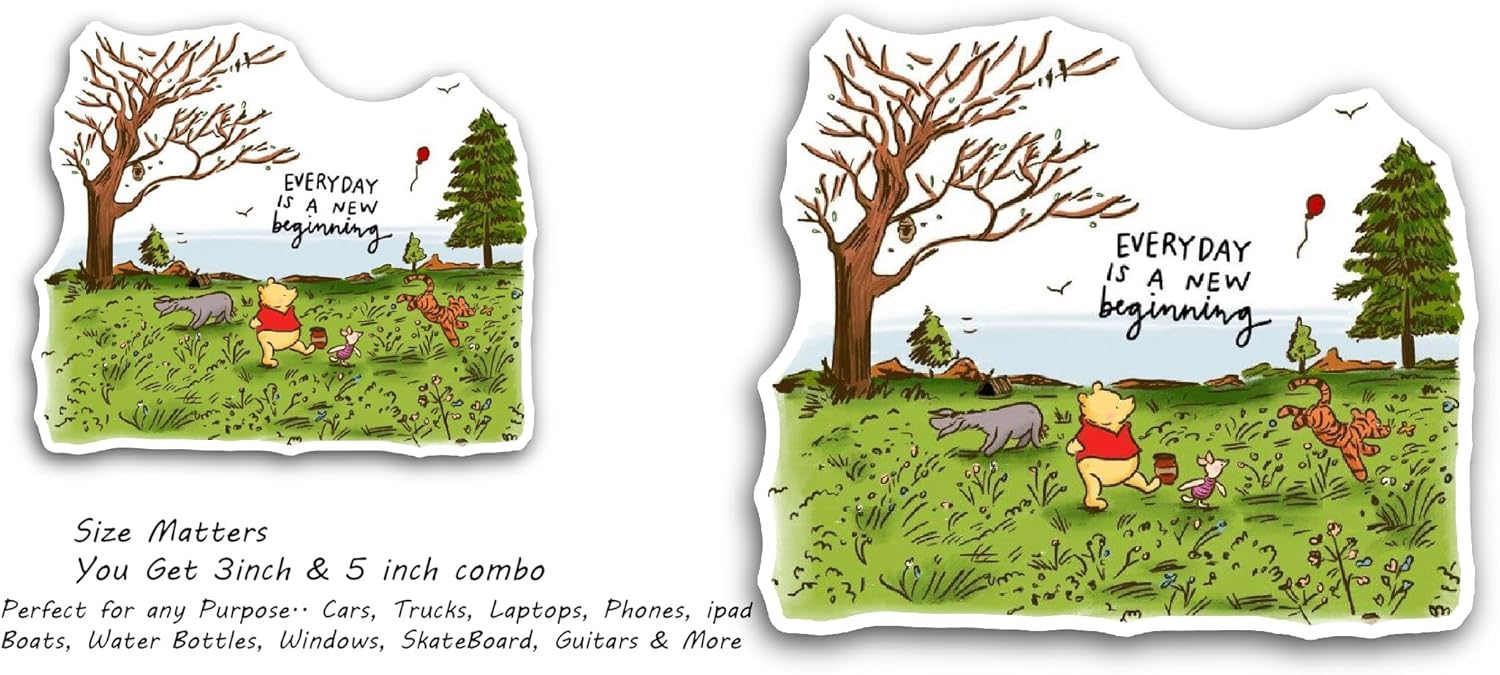 2 (Pieces) 3" and 5" Everyday is A New Beginning Text Sticker, Waterproof Vinyl Decals for Many Purpose Like Cars, Trucks, Laptops, Phones, Windows and More