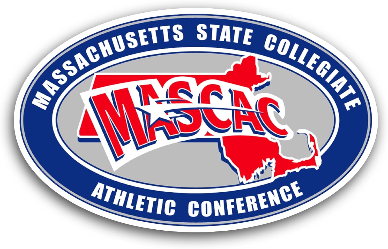 2 (Pieces) 3" and 5" Massachusetts State C0llegiate Athletic Conference Sticker, Waterproof Vinyl Decals for Many Purpose Like Cars, Trucks, Laptops, Phones, Windows and More