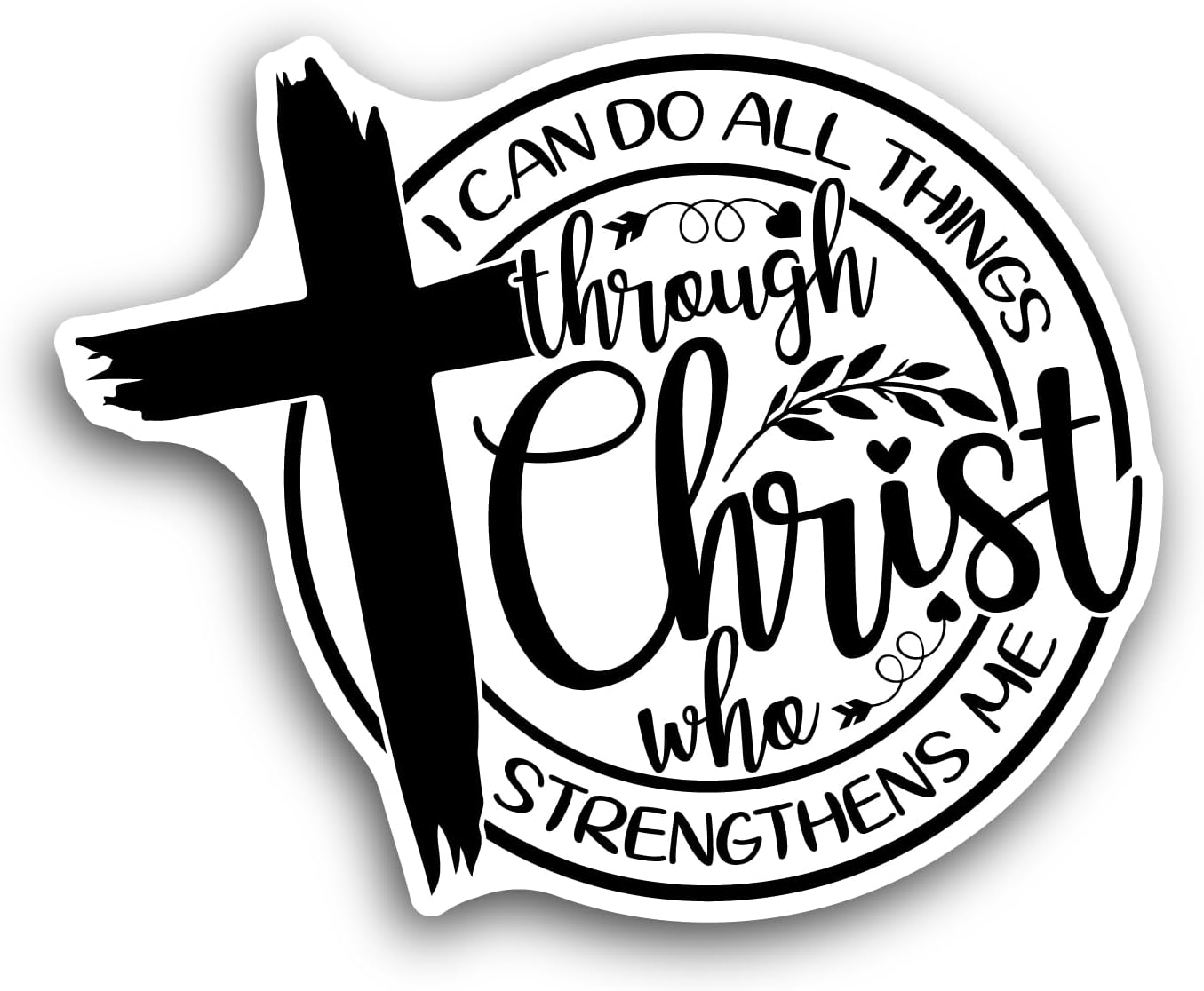 2 (Pieces) 3" and 5" I Can Do All Things Through Christ Sticker, Waterproof Vinyl Decals for Many Purpose Like Cars, Trucks, Laptops, Phones, Windows and More