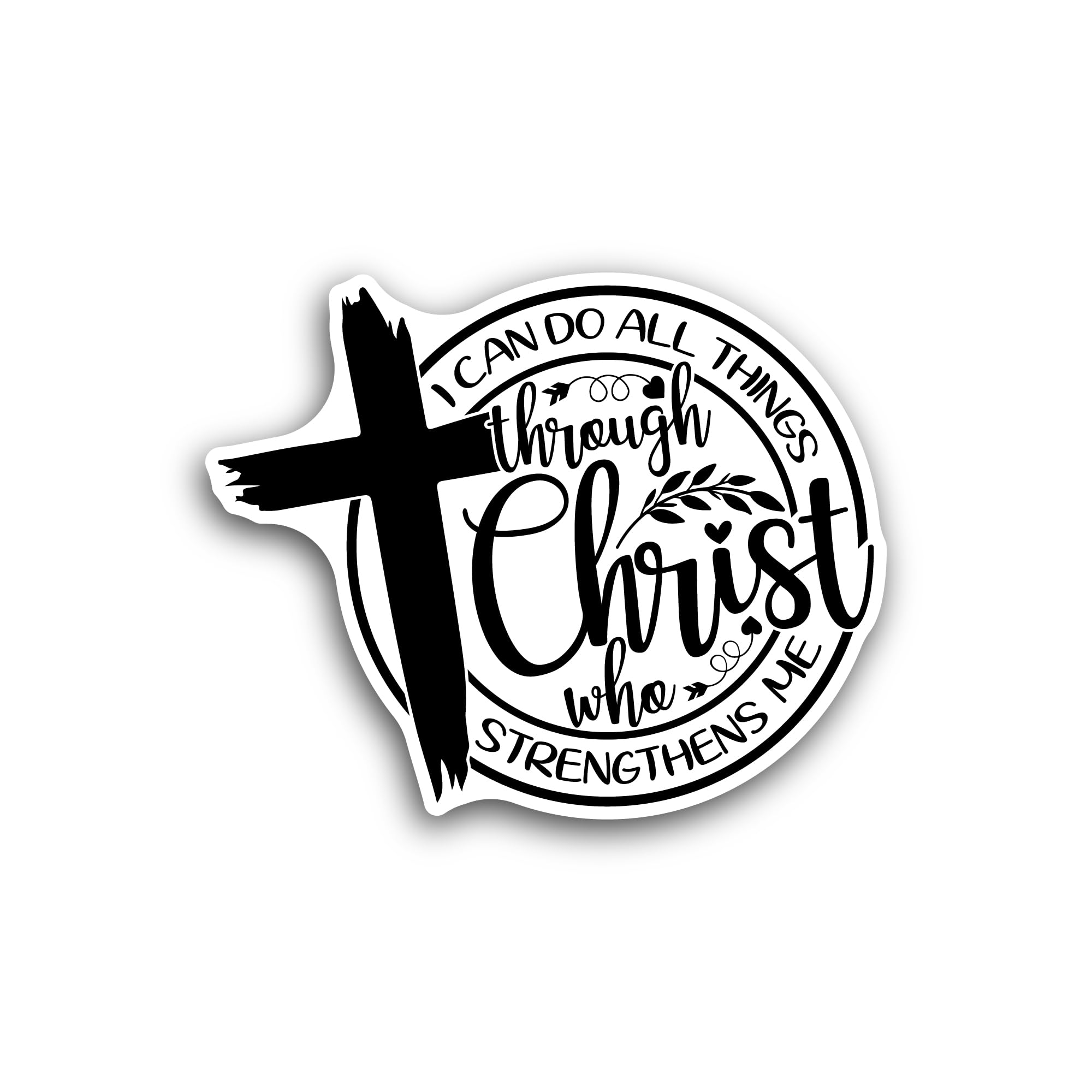 2 (Pieces) 3" and 5" I Can Do All Things Through Christ Sticker, Waterproof Vinyl Decals for Many Pu