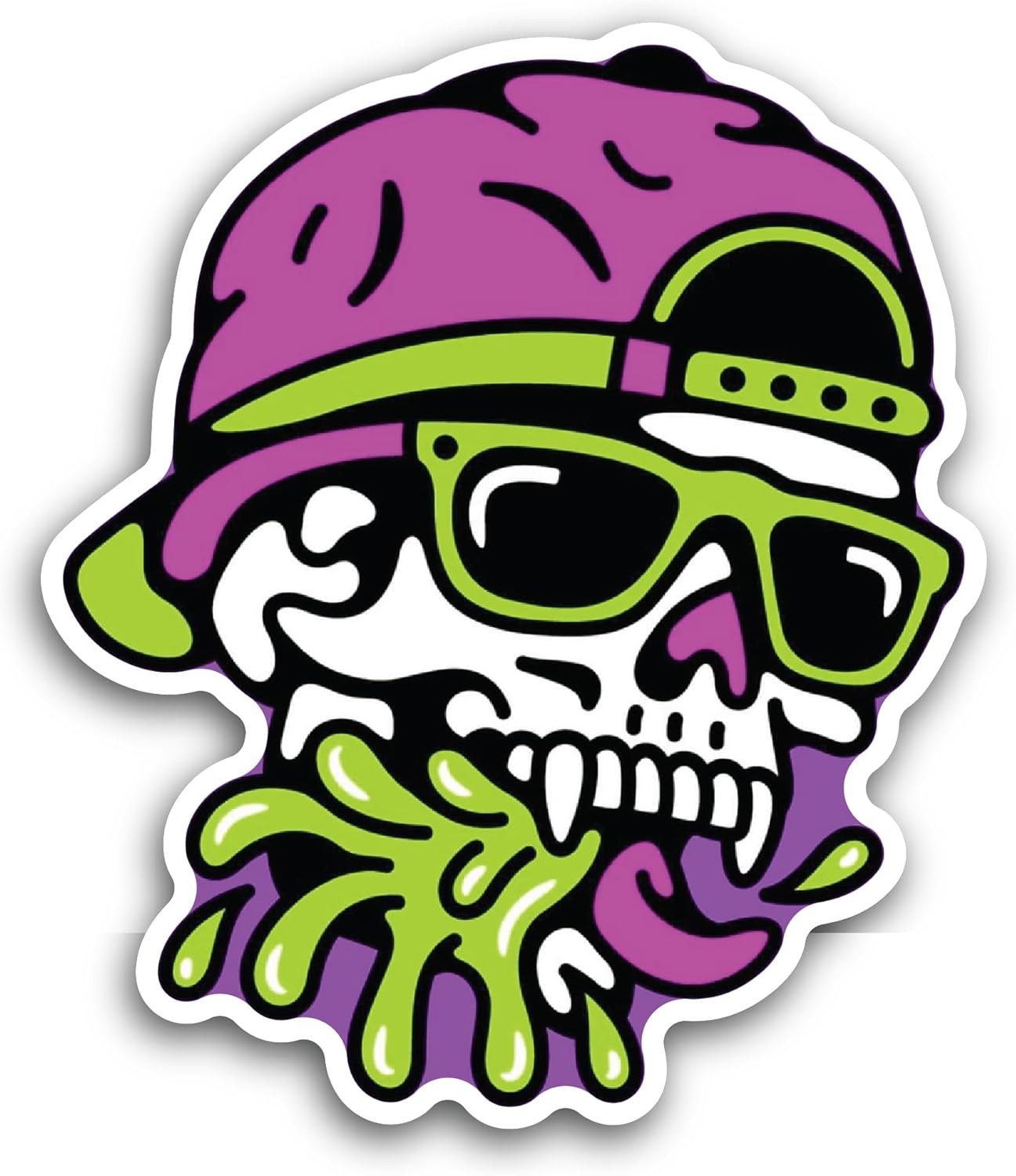 2 (Pieces) 3" and 5" Skull with Cap Sticker, Waterproof Vinyl Decals for Many Purpose Like Cars, Trucks, Laptops, Phones, Windows and More