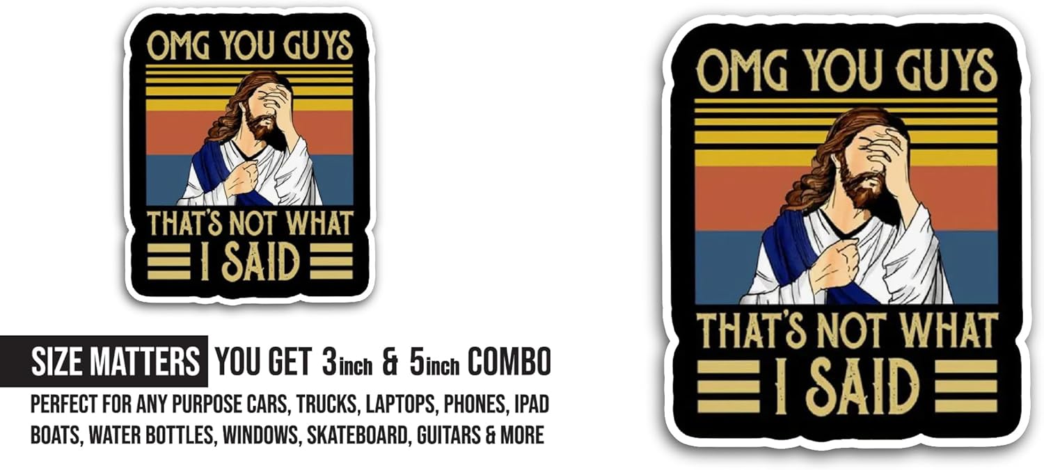 2 (Pieces) 3" and 5" OMG You Guys Sticker, Waterproof Vinyl Decals for Many Purpose Like Cars, Trucks, Laptops, Phones, Windows and More