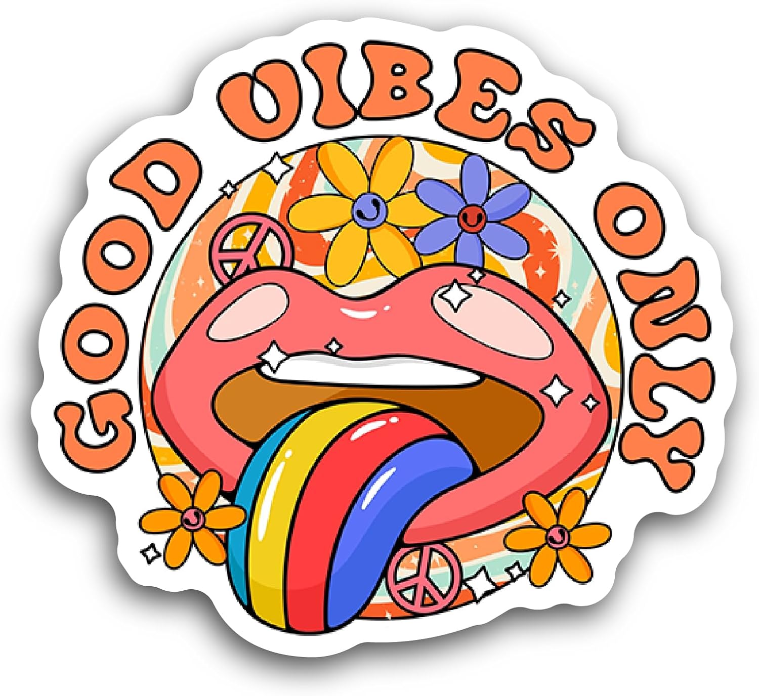2 (Pieces) 3" and 5" Good Vibes Sticker, Waterproof Vinyl Decals for Many Purpose Like Cars, Trucks, Laptops, Phones, Windows and More