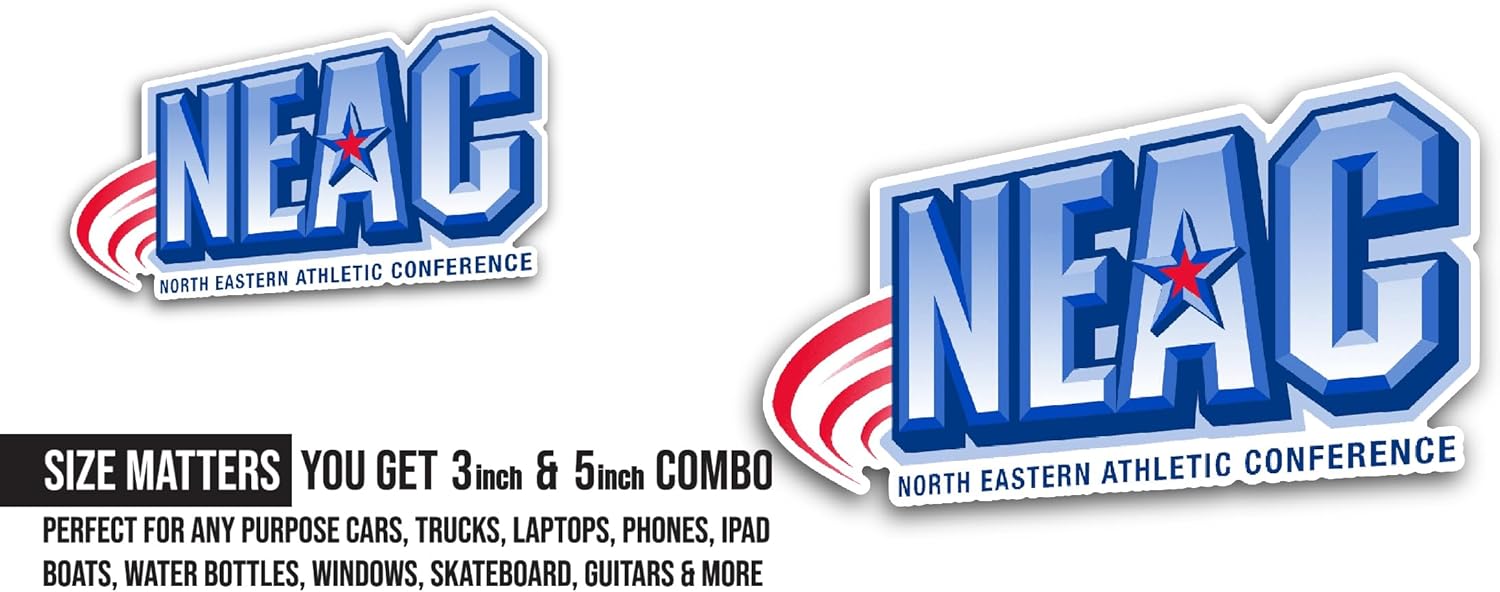 2 (Pieces) 3" and 5" N0rth Eastern Athletic Conference Sticker, Waterproof Vinyl Decals for Many Purpose Like Cars, Trucks, Laptops, Phones, Windows and More