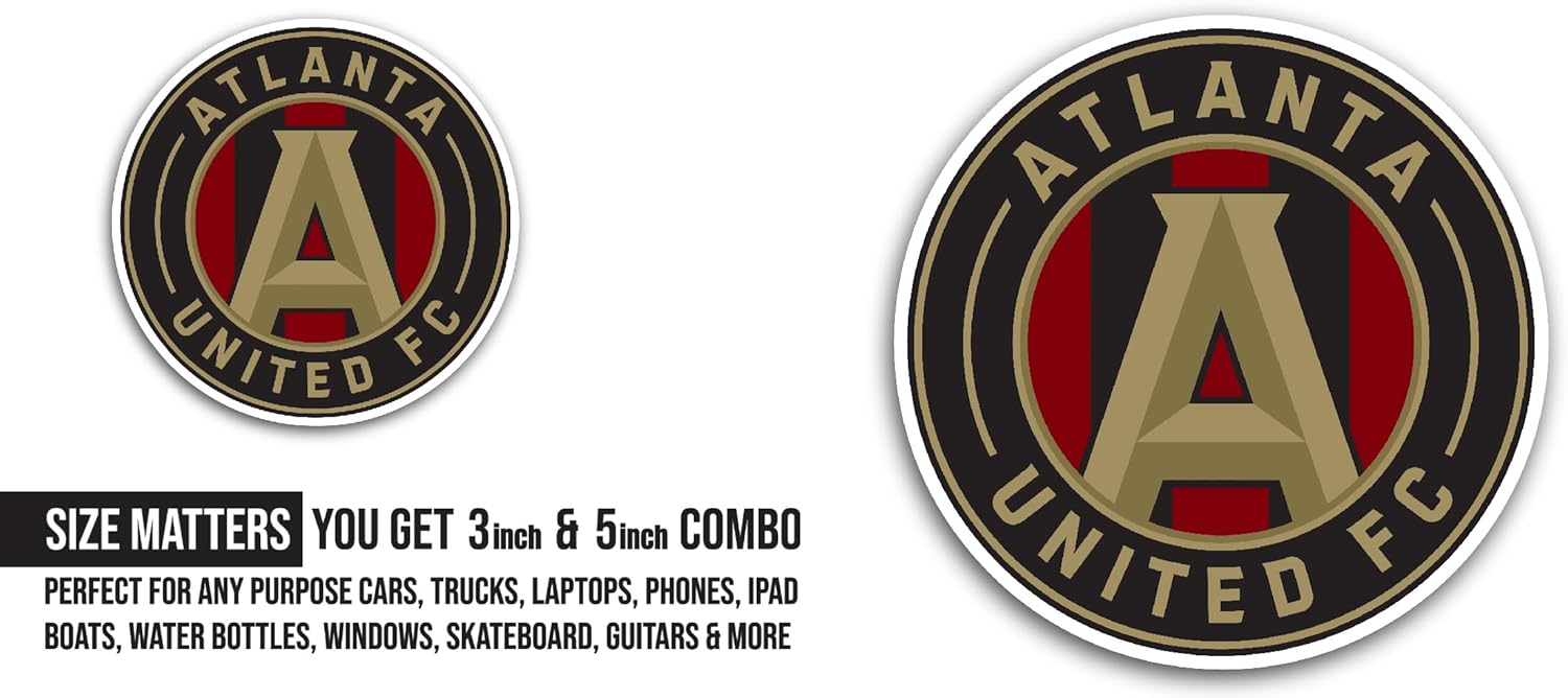 2 (Pieces) 3" and 5" ATL@nta United Logo Sticker, Waterproof Vinyl Decals for Many Purpose Like Cars, Trucks, Laptops, Phones, Windows and More
