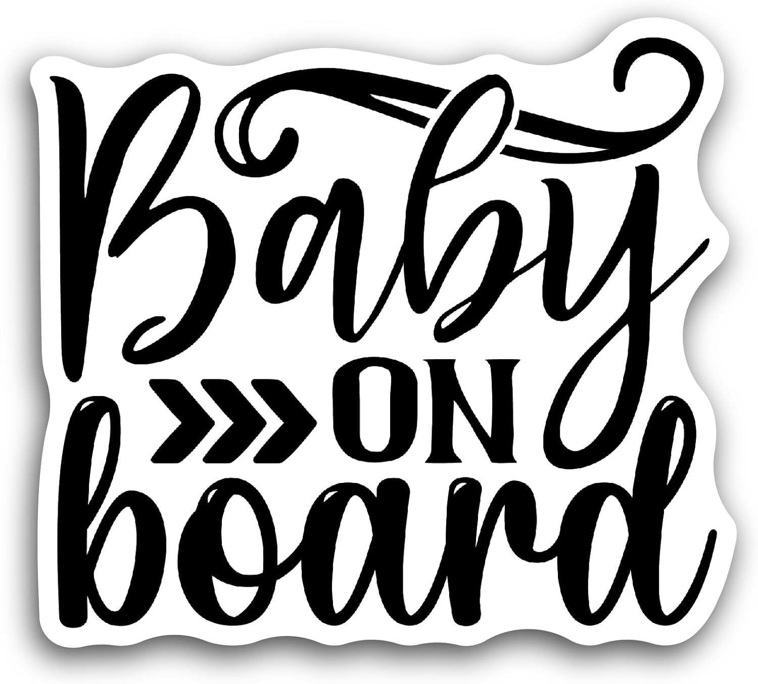 2 (Pieces) 3" and 5" Baby On Board Black Text Sticker, Waterproof Vinyl Decals for Many Purpose Like Cars, Trucks, Laptops, Phones, Windows and More