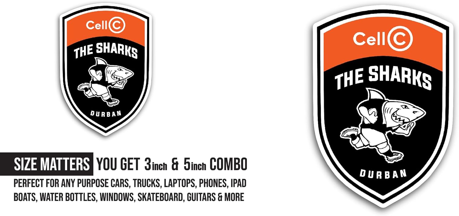 2 (Pieces) 3" and 5" The Sh@rks Logo Sticker, Waterproof Vinyl Decals for Many Purpose Like Cars, Trucks, Laptops, Phones, Windows and More