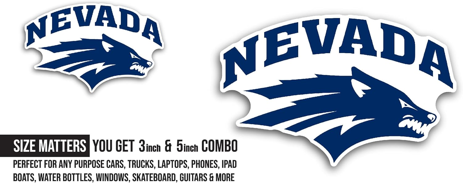 2 (Pieces) 3" and 5" Nevada W0lfpack Sticker, Waterproof Vinyl Decals for Many Purpose Like Cars, Trucks, Laptops, Phones, Windows and More