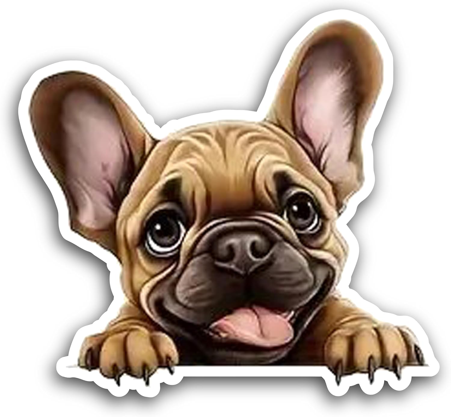 2 (Pieces) 3" and 5" Brown French Bull Dog Decal Sticker, Waterproof Vinyl Decals for Many Purpose Like Cars, Trucks, Laptops, Phones, Windows and More