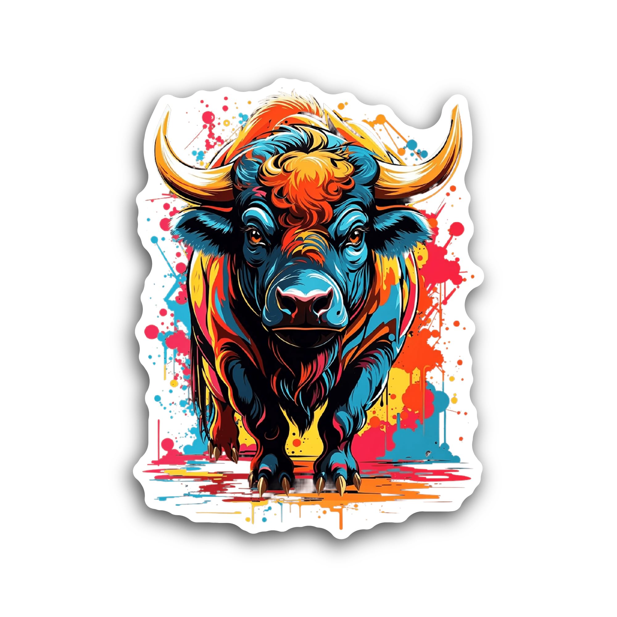 2 (Pieces) 3" and 5" Colorful Bull Sticker, Waterproof Vinyl Decals for Many Purpose Like Cars, Truc