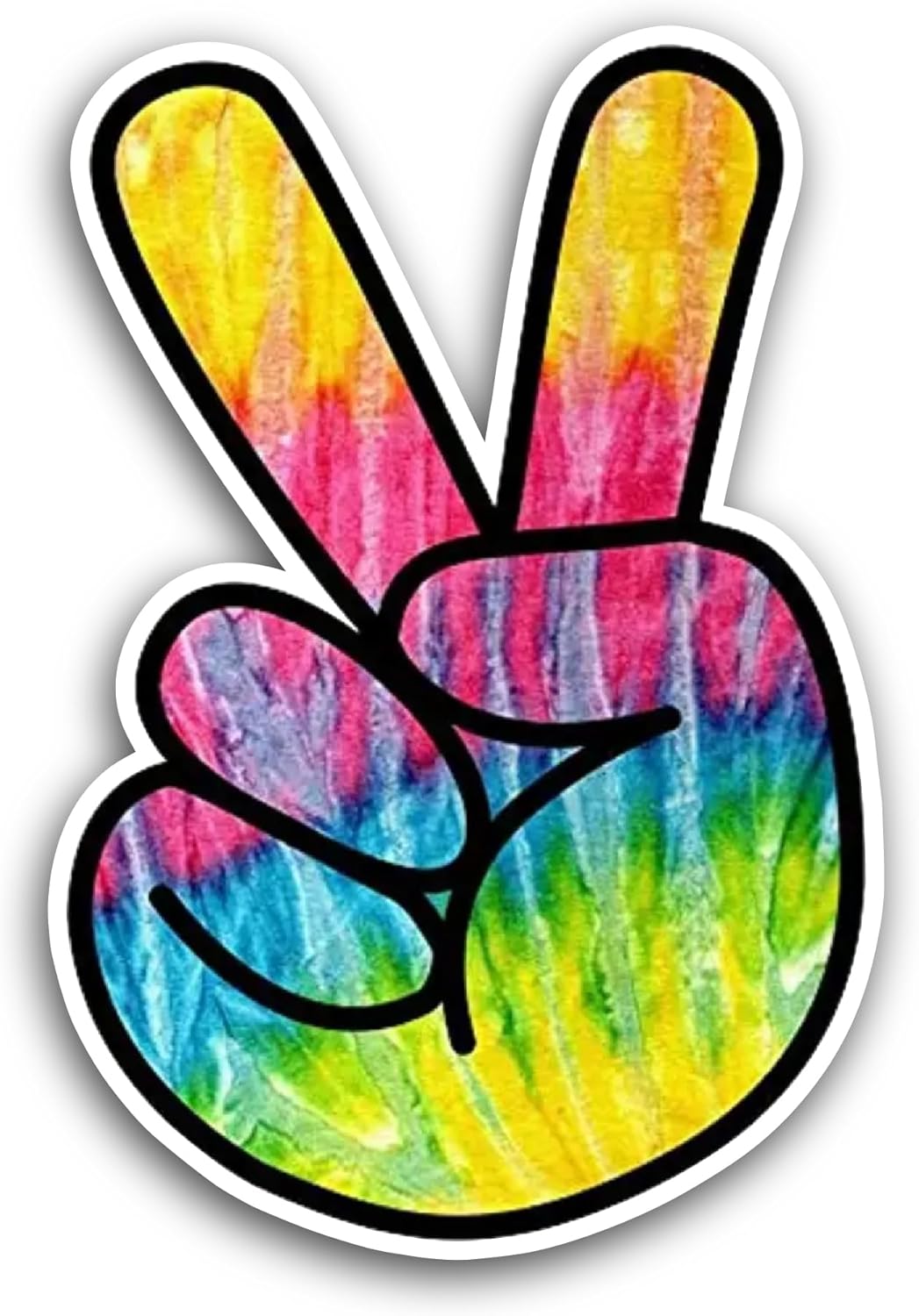 2 (Pieces) 3" and 5" Tie Dye Peace Sign Sticker, Waterproof Vinyl Decals for Many Purpose Like Cars, Trucks, Laptops, Phones, Windows and More