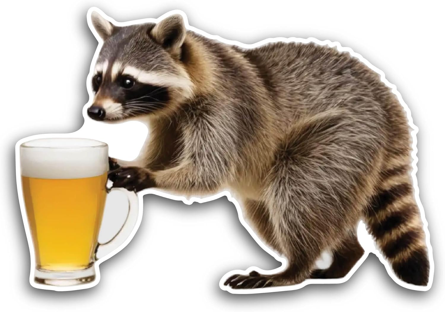 2 (Pieces) 3" and 5" Raccoon with Beer Sticker, Waterproof Vinyl Decals for Many Purpose Like Cars, Trucks, Laptops, Phones, Windows and More