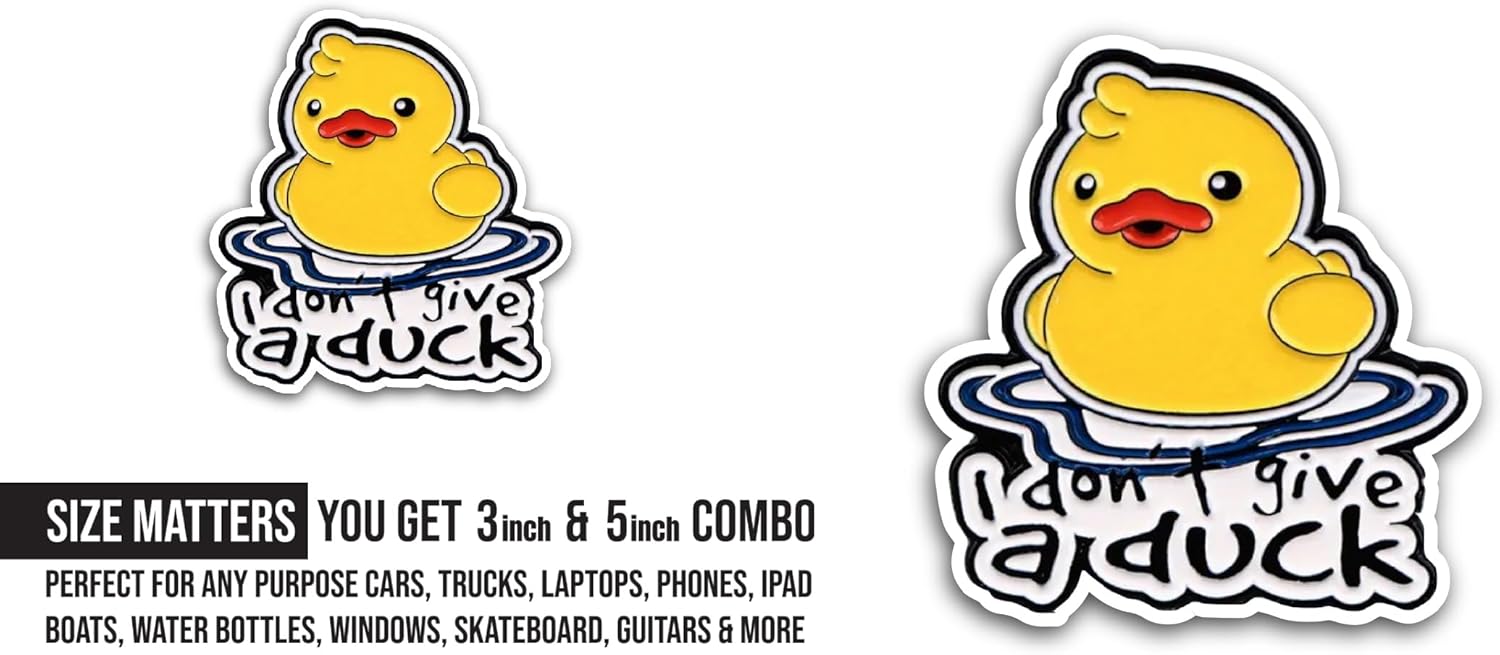 2 (Pieces) 3" and 5" I Dont Give A Duck Sticker, Waterproof Vinyl Decals for Many Purpose Like Cars, Trucks, Laptops, Phones, Windows and More