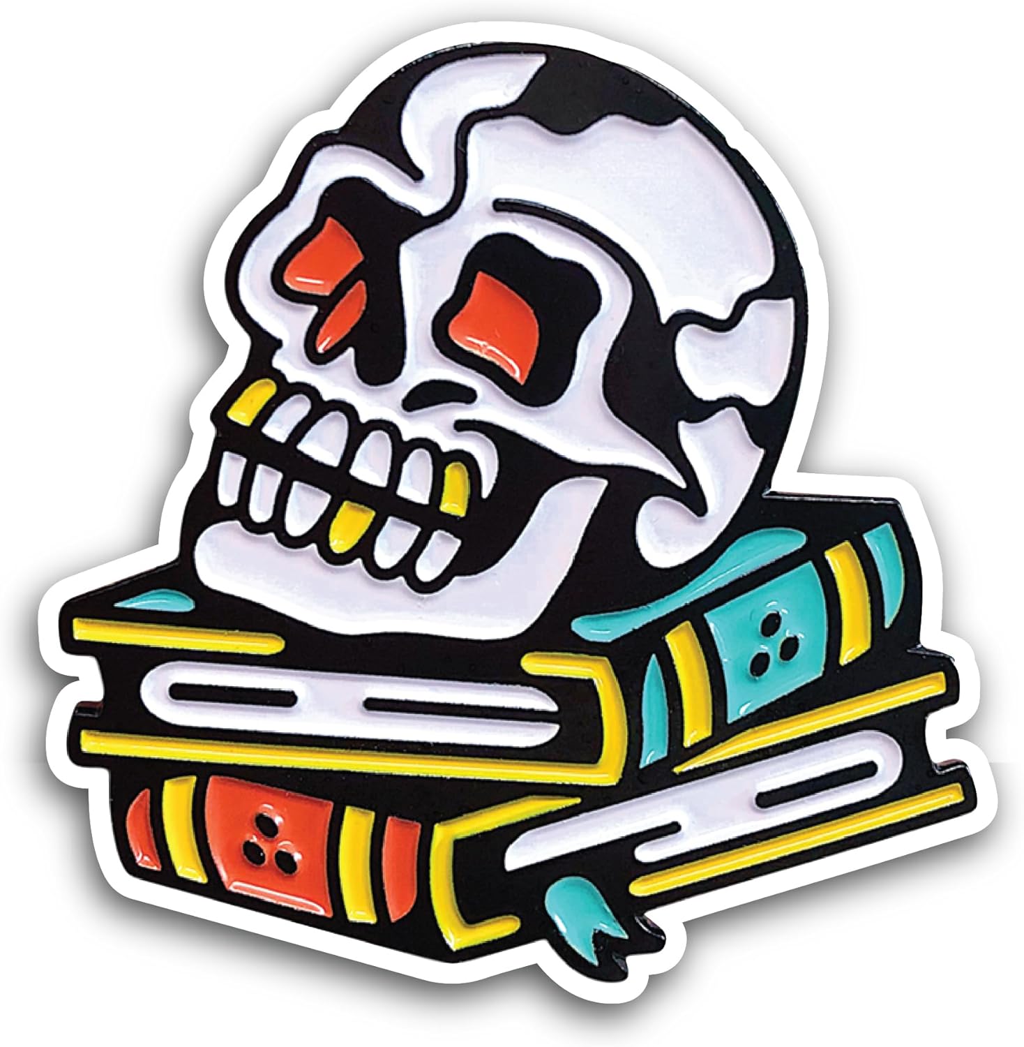 2 (Pieces) 3" and 5" Skull On Book Sticker, Waterproof Vinyl Decals for Many Purpose Like Cars, Trucks, Laptops, Phones, Windows and More