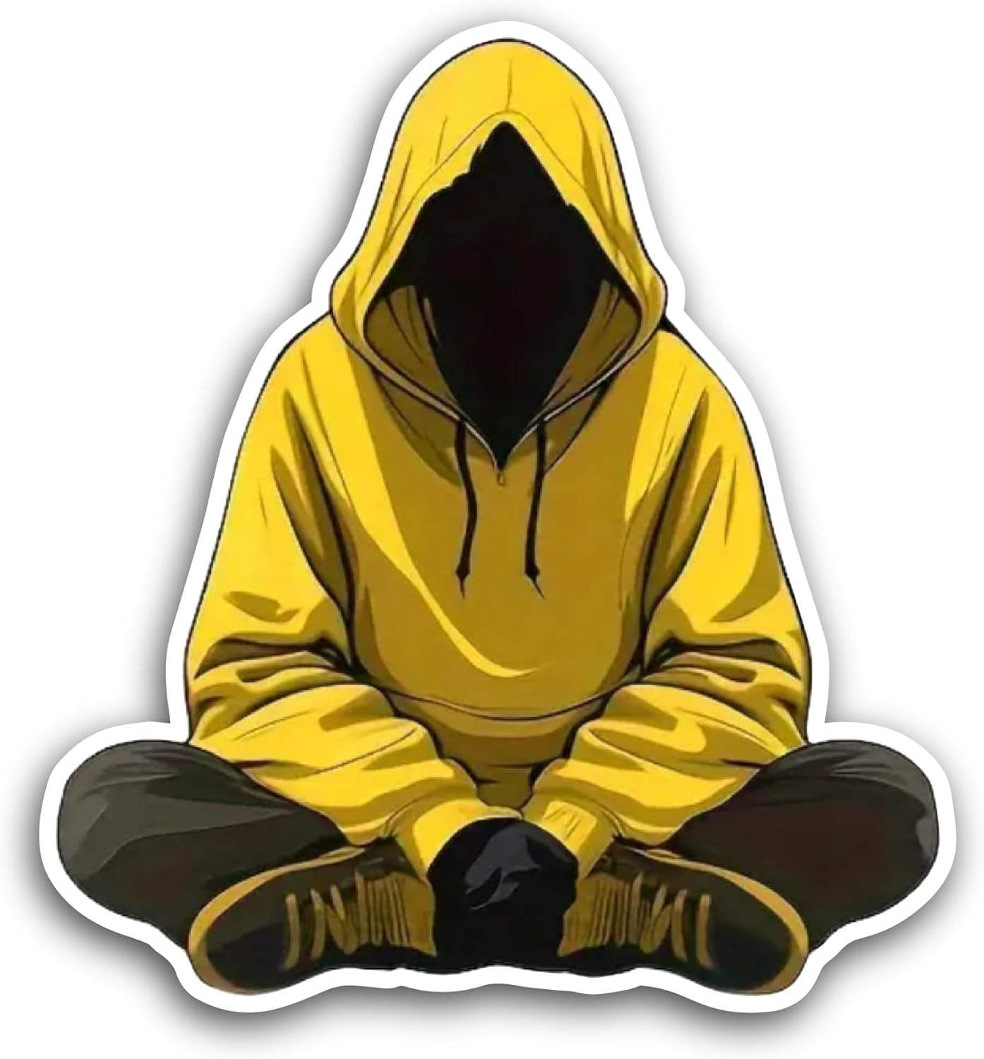 2 (Pieces) 3" and 5" Boy in Yellow Hoodie Sticker, Waterproof Vinyl Decals for Many Purpose Like Cars, Trucks, Laptops, Phones, Windows and More
