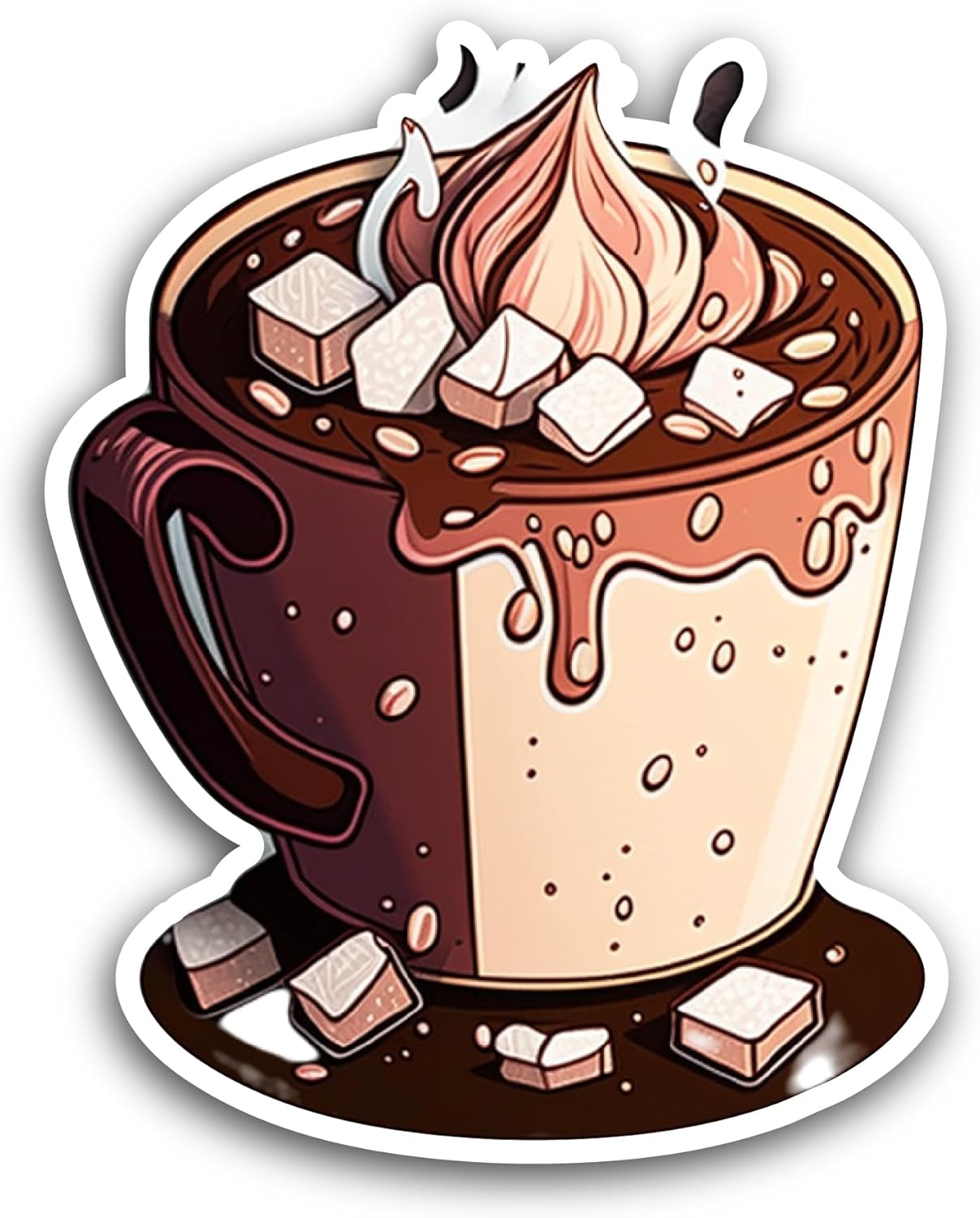 2 (Pieces) 3" and 5" Hot Chocolate Sticker, Waterproof Vinyl Decals for Many Purpose Like Cars, Trucks, Laptops, Phones, Windows and More