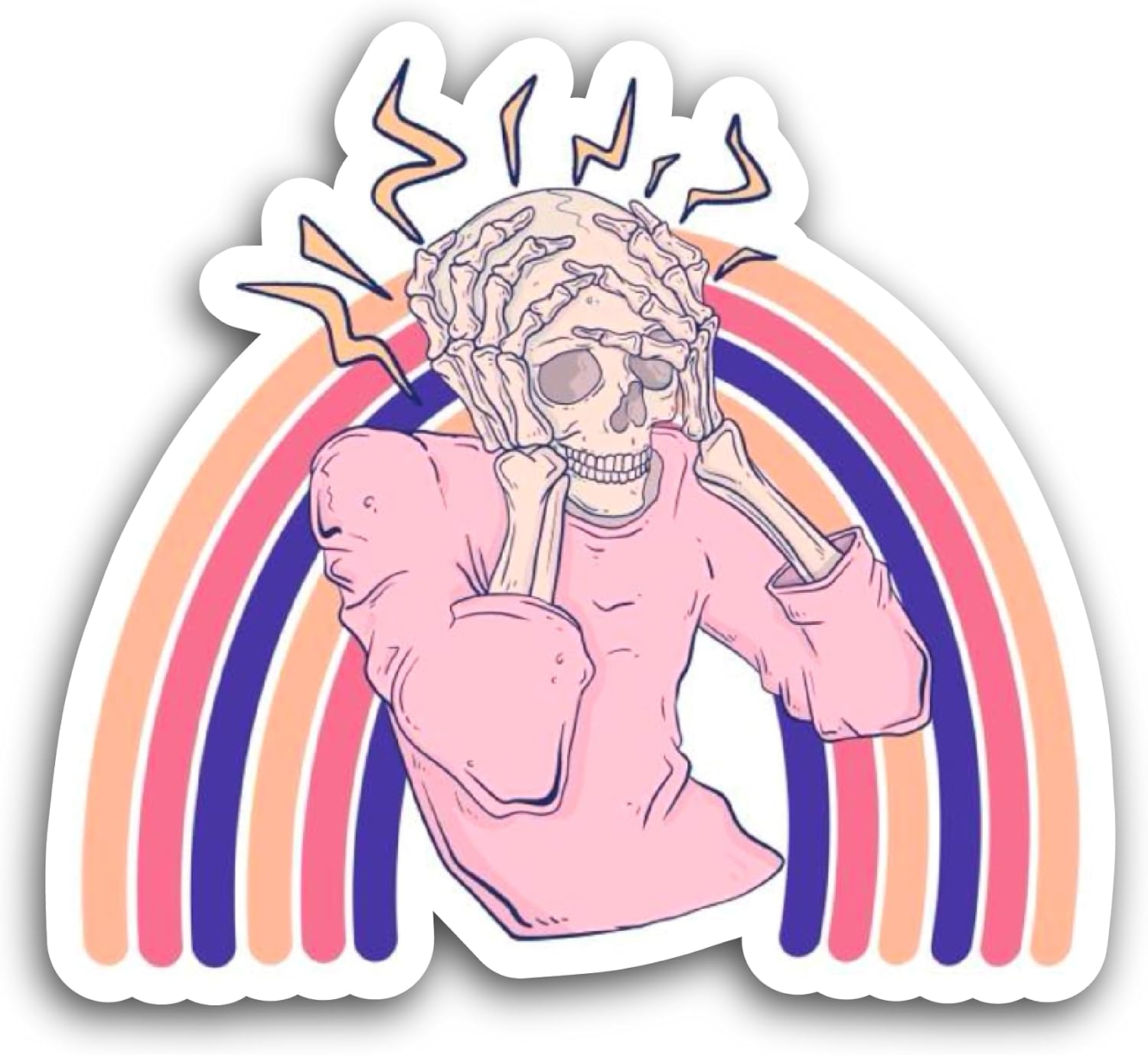 2 (Pieces) 3" and 5" Skull and Rainbow Sticker, Waterproof Vinyl Decals for Many Purpose Like Cars, Trucks, Laptops, Phones, Windows and More