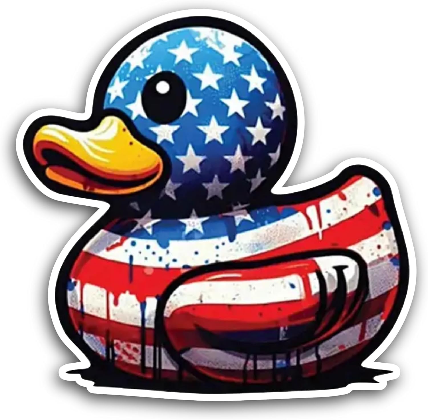 2 (Pieces) 3" and 5" Rubber Duck American Flag Sticker, Waterproof Vinyl Decals for Many Purpose Like Cars, Trucks, Laptops, Phones, Windows and More