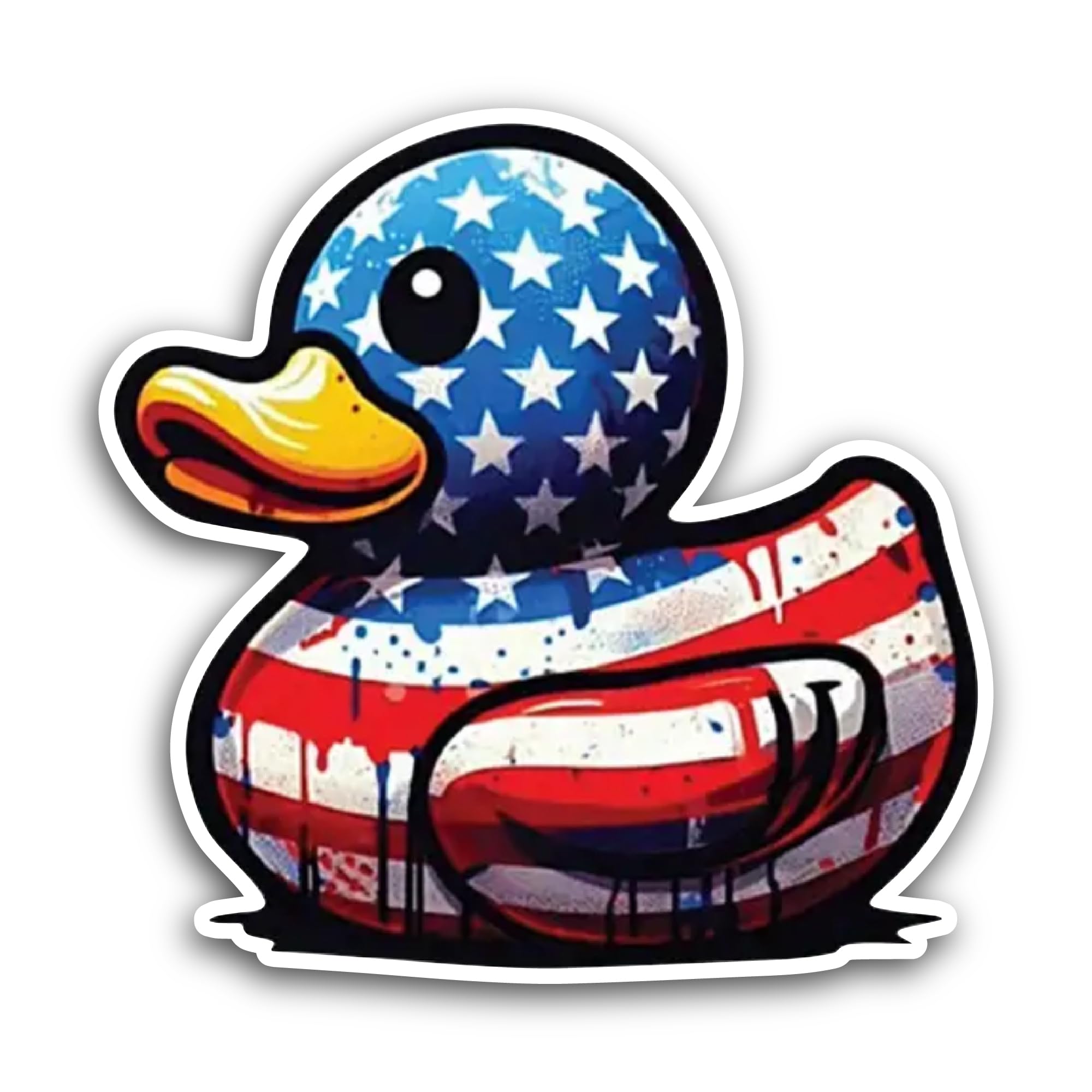 2 (Pieces) 3" and 5" Rubber Duck American Flag Sticker, Waterproof Vinyl Decals for Many Purpose Lik