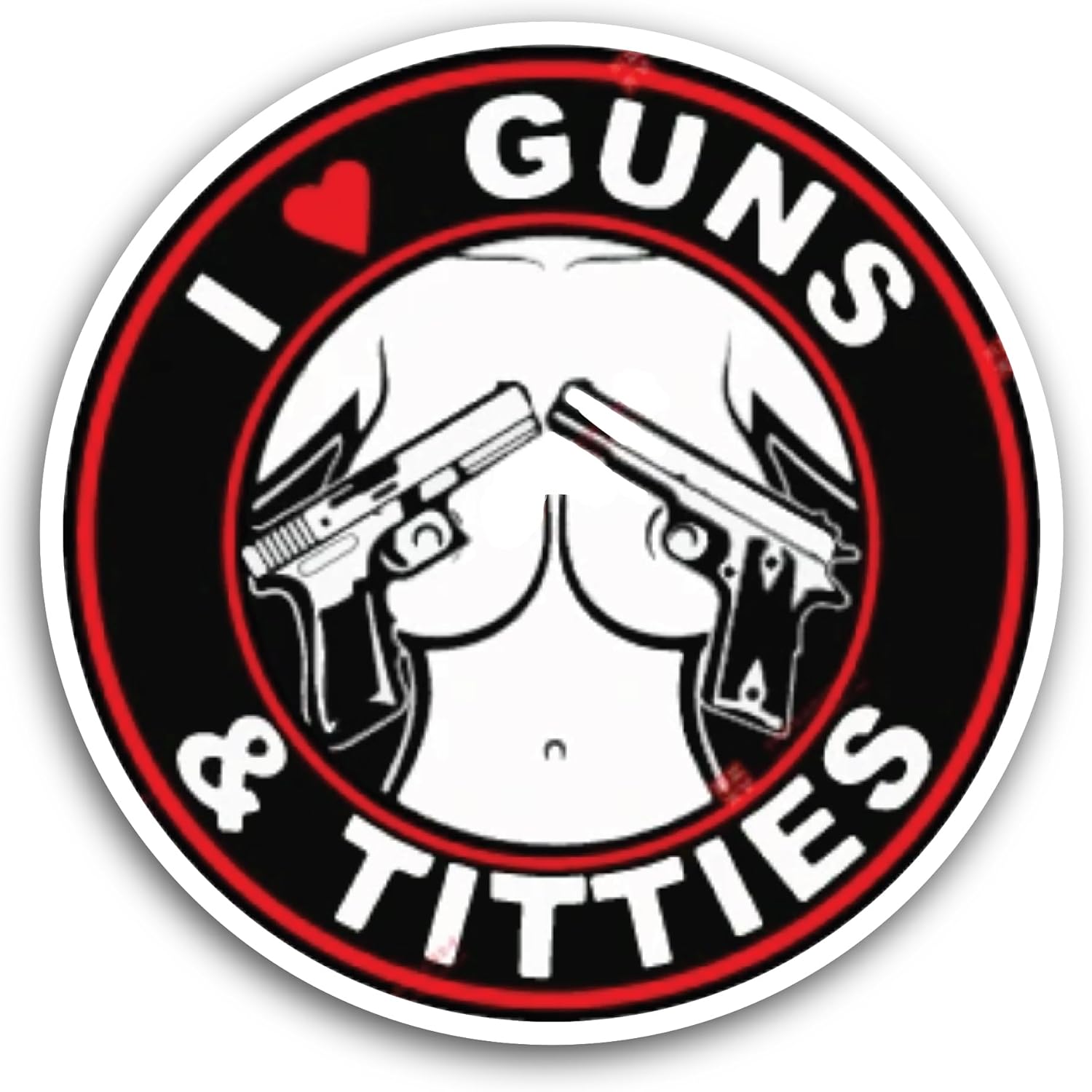 2 (Pieces) 3" and 5" I Love Guns Sticker, Waterproof Vinyl Decals for Many Purpose Like Cars, Trucks, Laptops, Phones, Windows and More