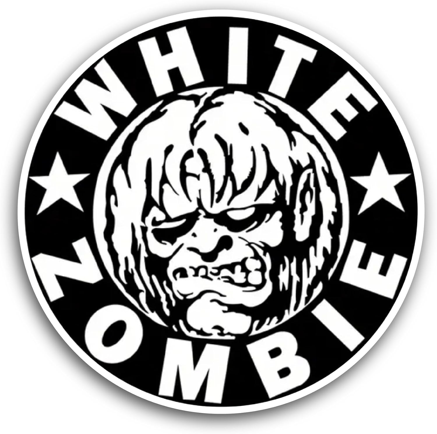 2 (Pieces) 3" and 5" White Zombie Text Sticker, Waterproof Vinyl Decals for Many Purpose Like Cars, Trucks, Laptops, Phones, Windows and More