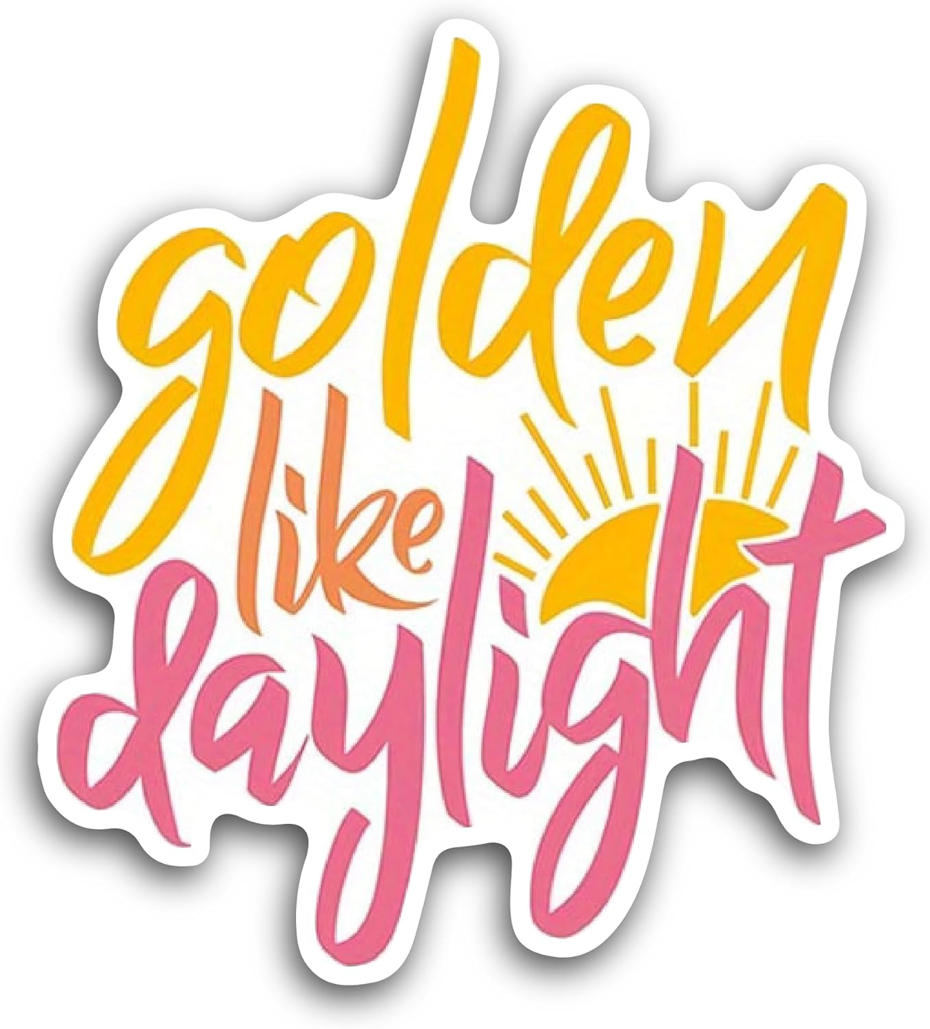 2 (Pieces) 3" and 5" Golden Like Daylight Sticker, Waterproof Vinyl Decals for Many Purpose Like Cars, Trucks, Laptops, Phones, Windows and More