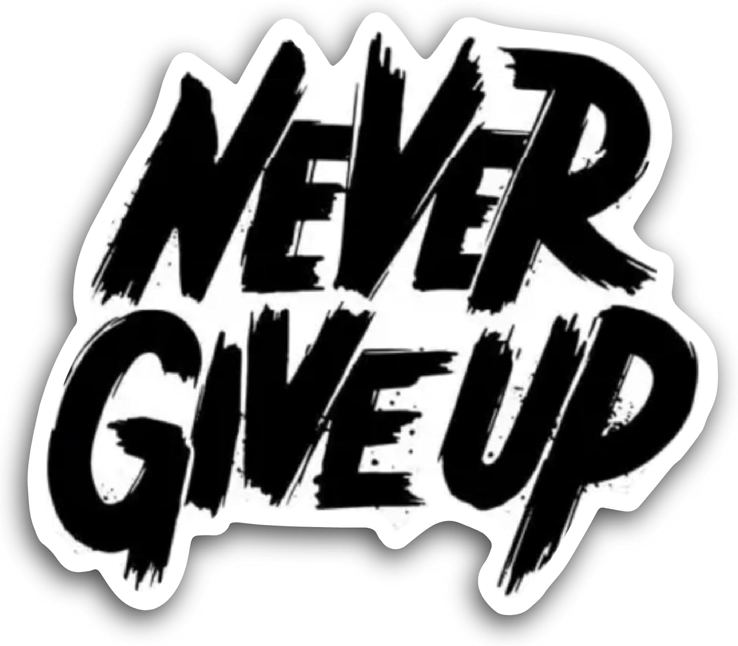2 (Pieces) 3" and 5" Never Give Up Sticker, Waterproof Vinyl Decals for Many Purpose Like Cars, Trucks, Laptops, Phones, Windows and More