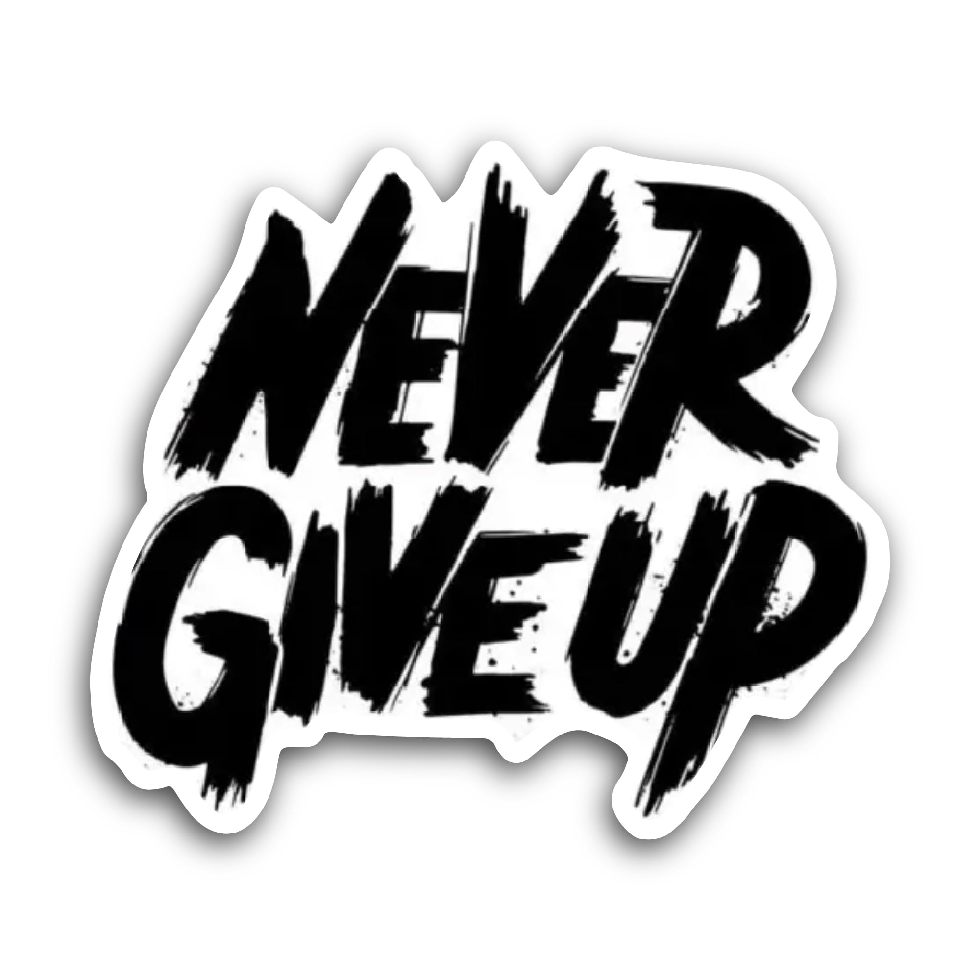 2 (Pieces) 3" and 5" Never Give Up Sticker, Waterproof Vinyl Decals for Many Purpose Like Cars, Truc