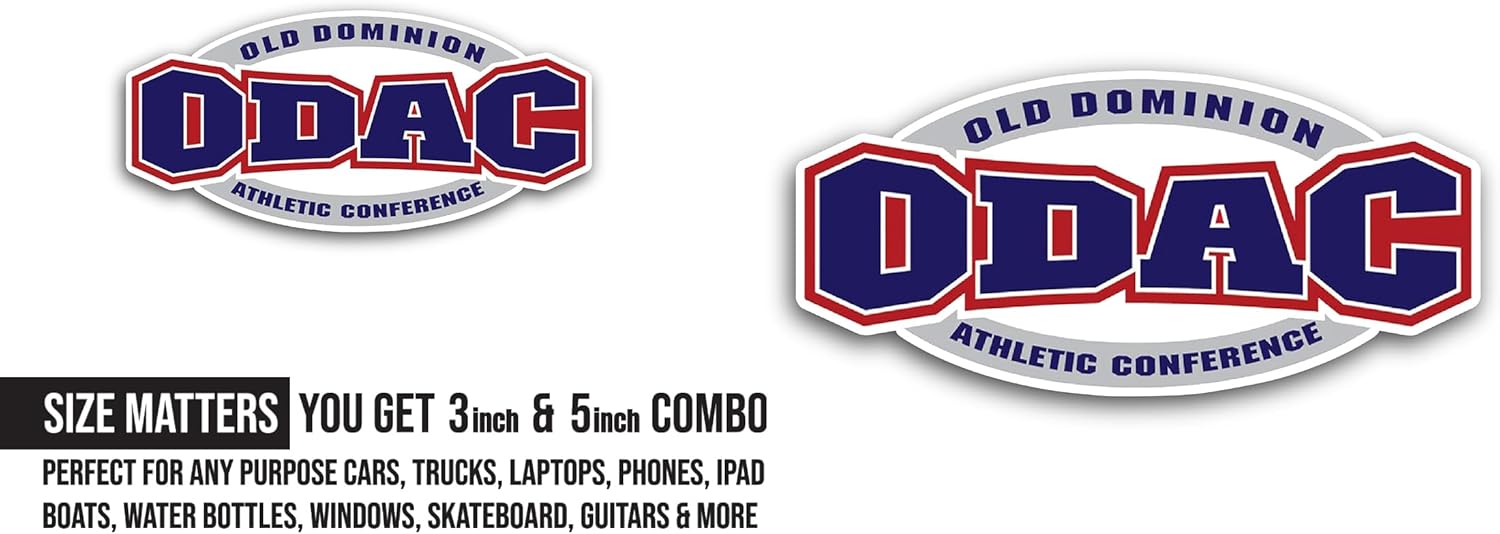 2 (Pieces) 3" and 5" Old D0minion Athletic Conference Sticker, Waterproof Vinyl Decals for Many Purpose Like Cars, Trucks, Laptops, Phones, Windows and More