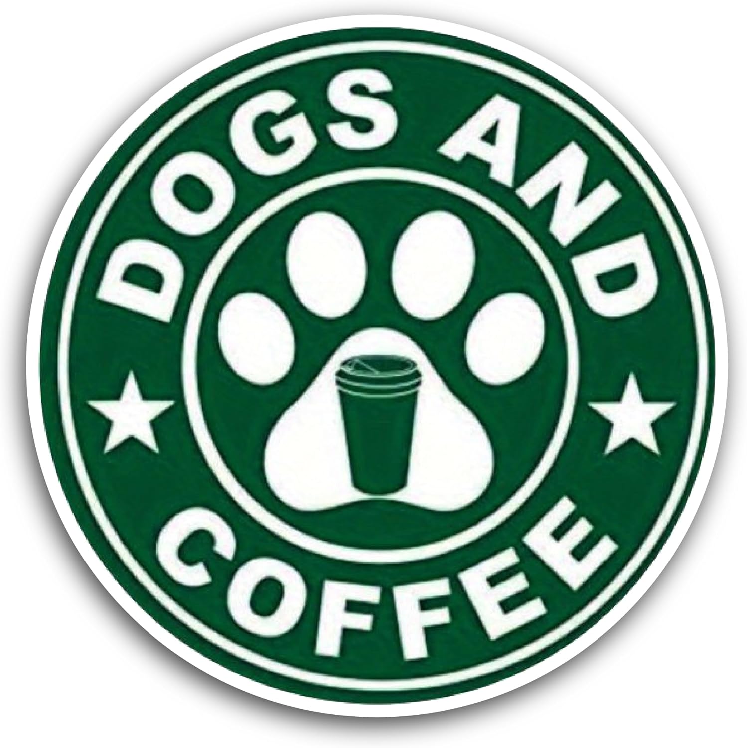 2 (Pieces) 3" and 5" Dogs and Coffee Sticker, Waterproof Vinyl Decals for Many Purpose Like Cars, Trucks, Laptops, Phones, Windows and More