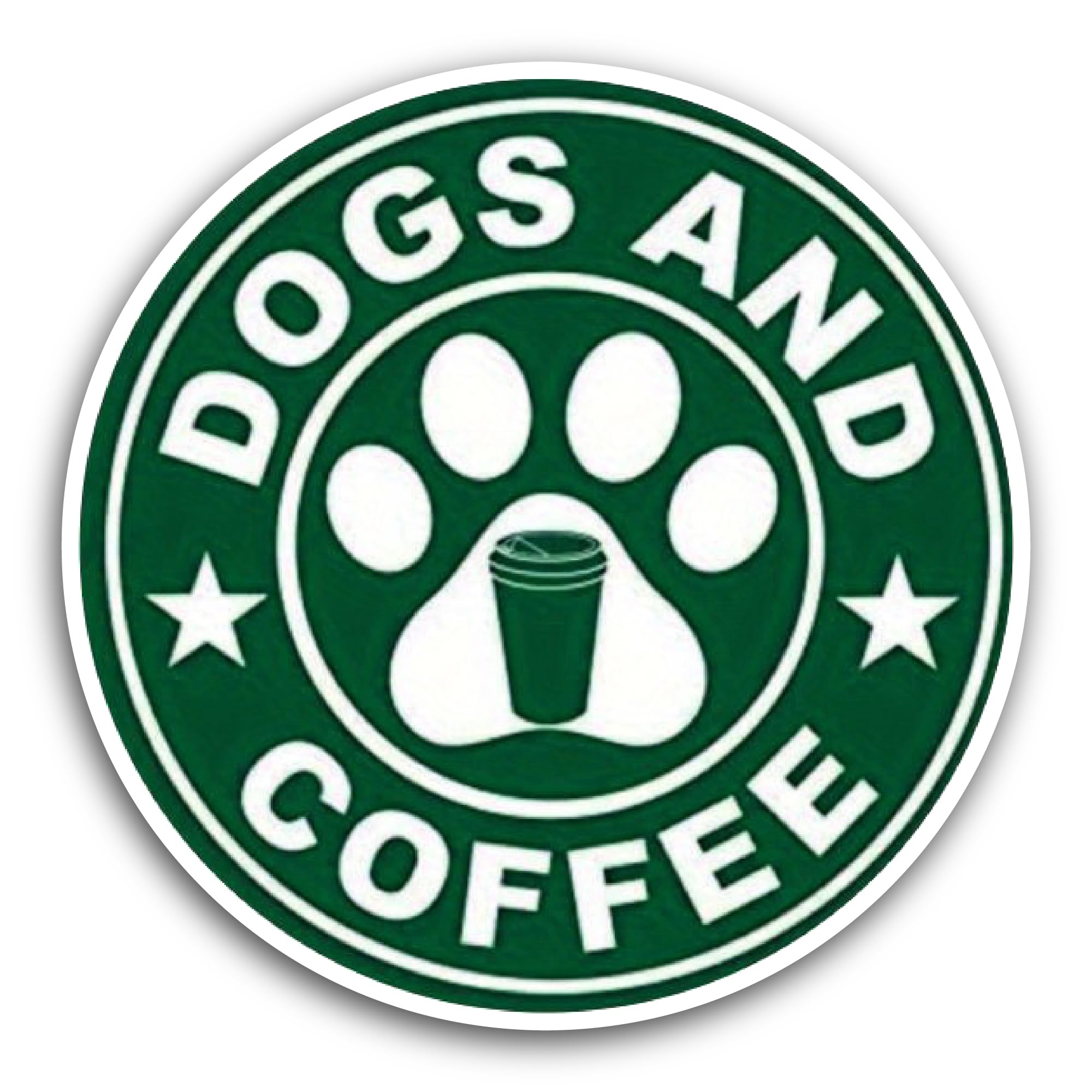 2 (Pieces) 3" and 5" Dogs and Coffee Sticker, Waterproof Vinyl Decals for Many Purpose Like Cars, Tr