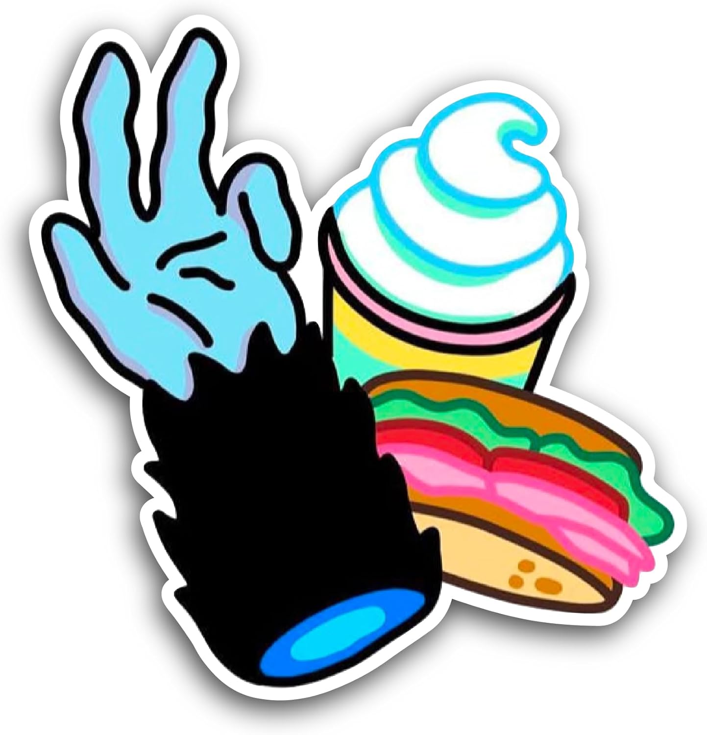 2 (Pieces) 3" and 5" Blue Ice Cream Sticker, Waterproof Vinyl Decals for Many Purpose Like Cars, Trucks, Laptops, Phones, Windows and More