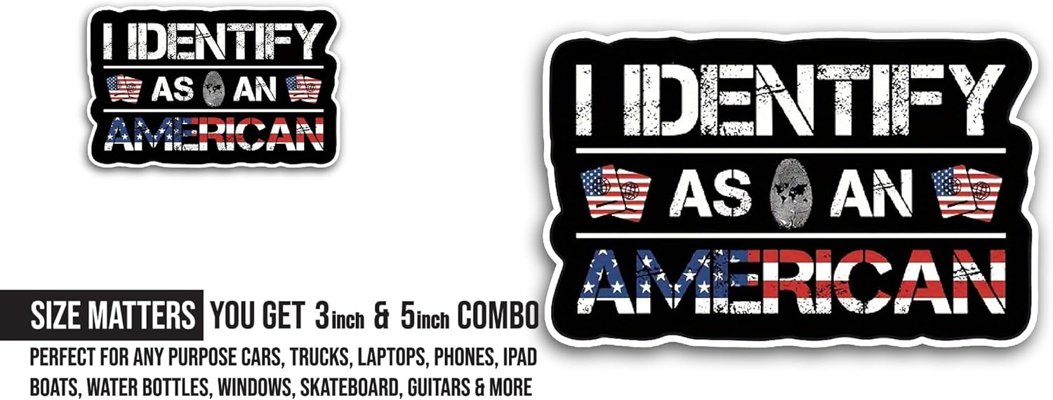 2 (Pieces) 3" and 5" American Sticker, Waterproof Vinyl Decals for Many Purpose Like Cars, Trucks, Laptops, Phones, Windows and More