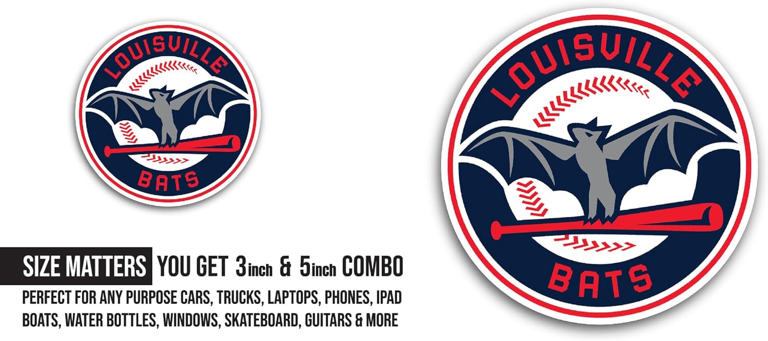 2 (Pieces) 3" and 5" L0uisville Bats Sticker, Waterproof Vinyl Decals for Many Purpose Like Cars, Trucks, Laptops, Phones, Windows and More