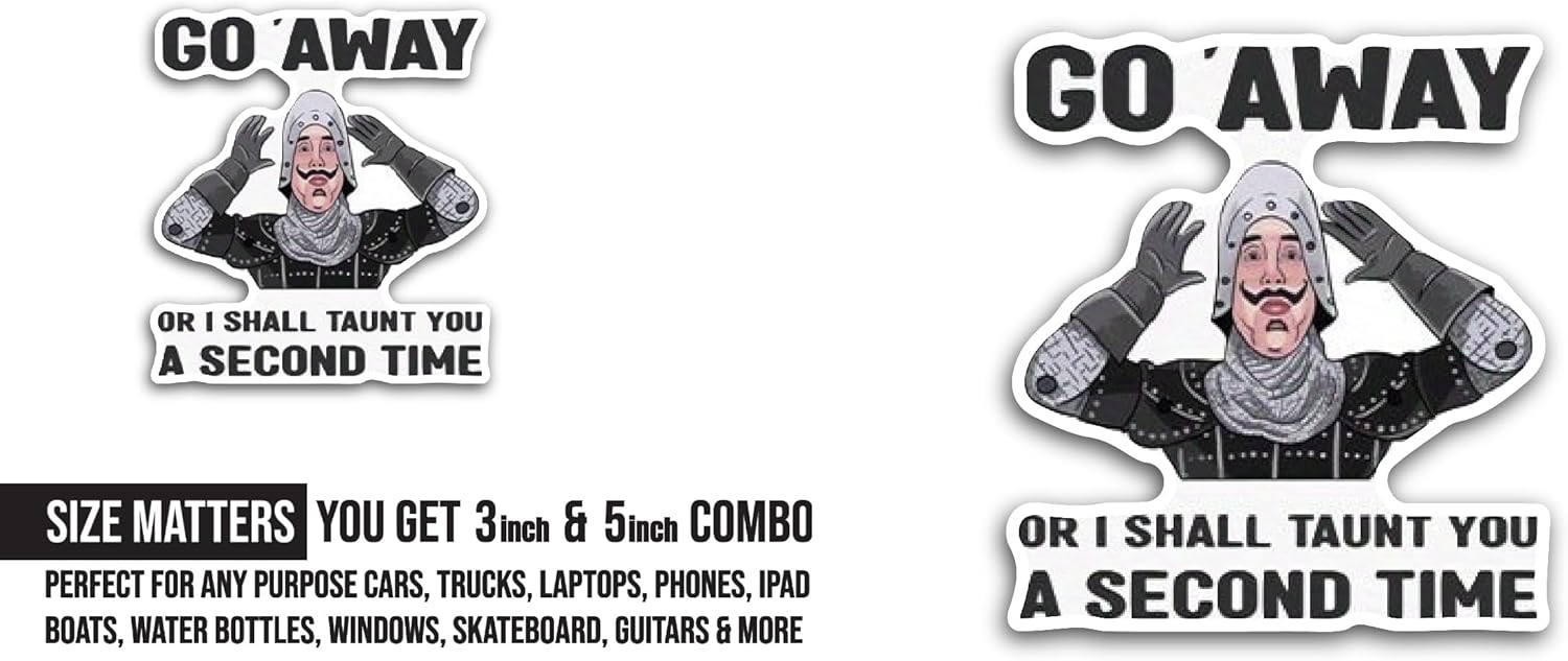 2 (Pieces) 3" and 5" Go Away Sticker, Waterproof Vinyl Decals for Many Purpose Like Cars, Trucks, Laptops, Phones, Windows and More