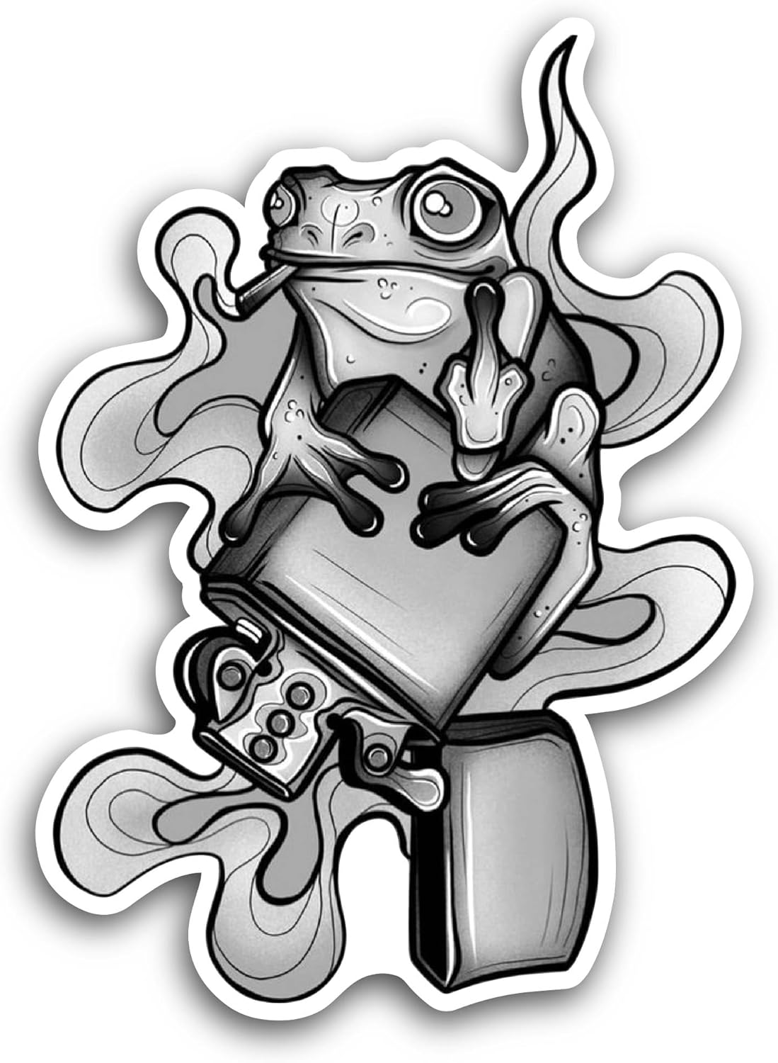 2 (Pieces) 3" and 5" Black and Grey Frog Sticker, Waterproof Vinyl Decals for Many Purpose Like Cars, Trucks, Laptops, Phones, Windows and More