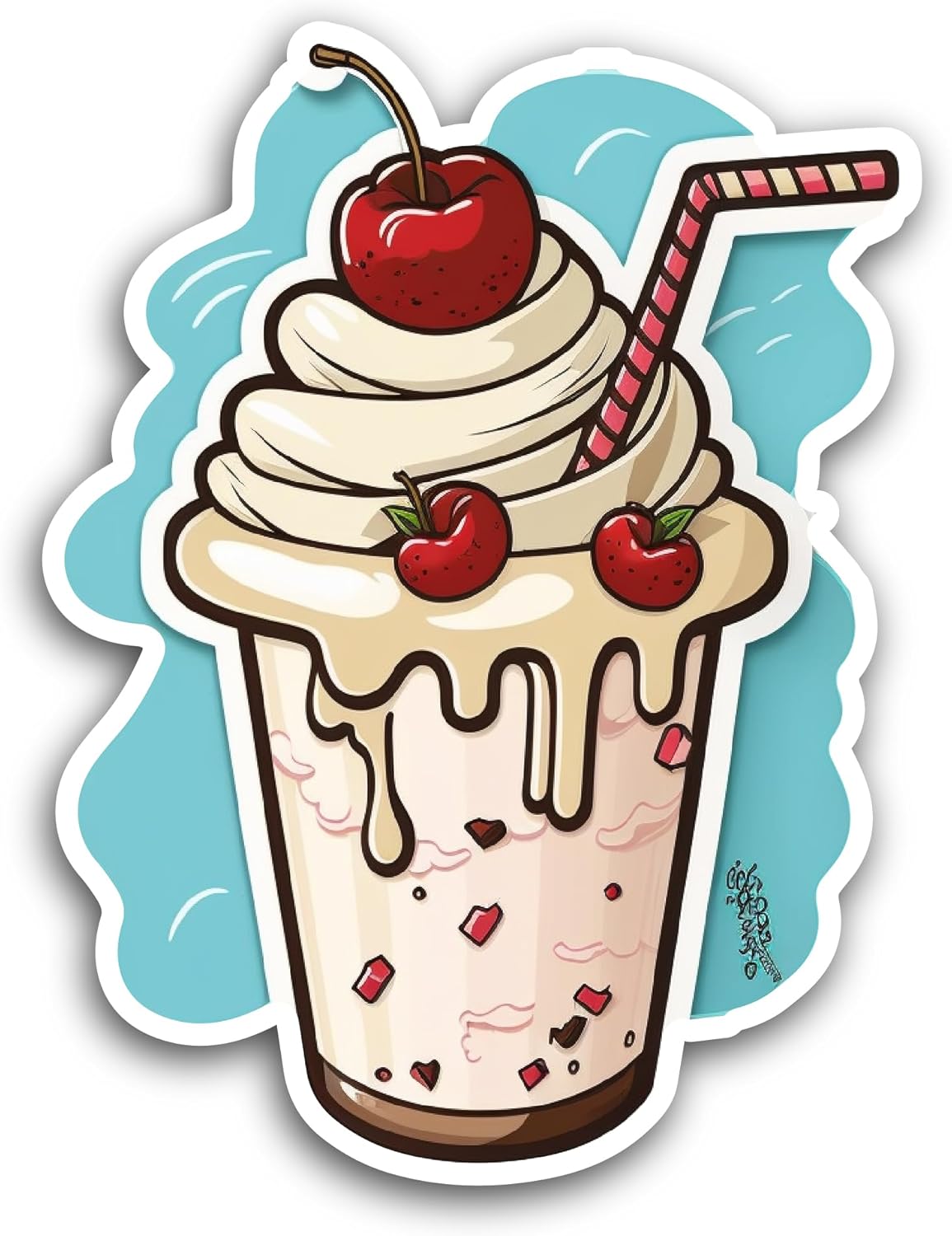 2 (Pieces) 3" and 5" Milkshake Sticker, Waterproof Vinyl Decals for Many Purpose Like Cars, Trucks, Laptops, Phones, Windows and More