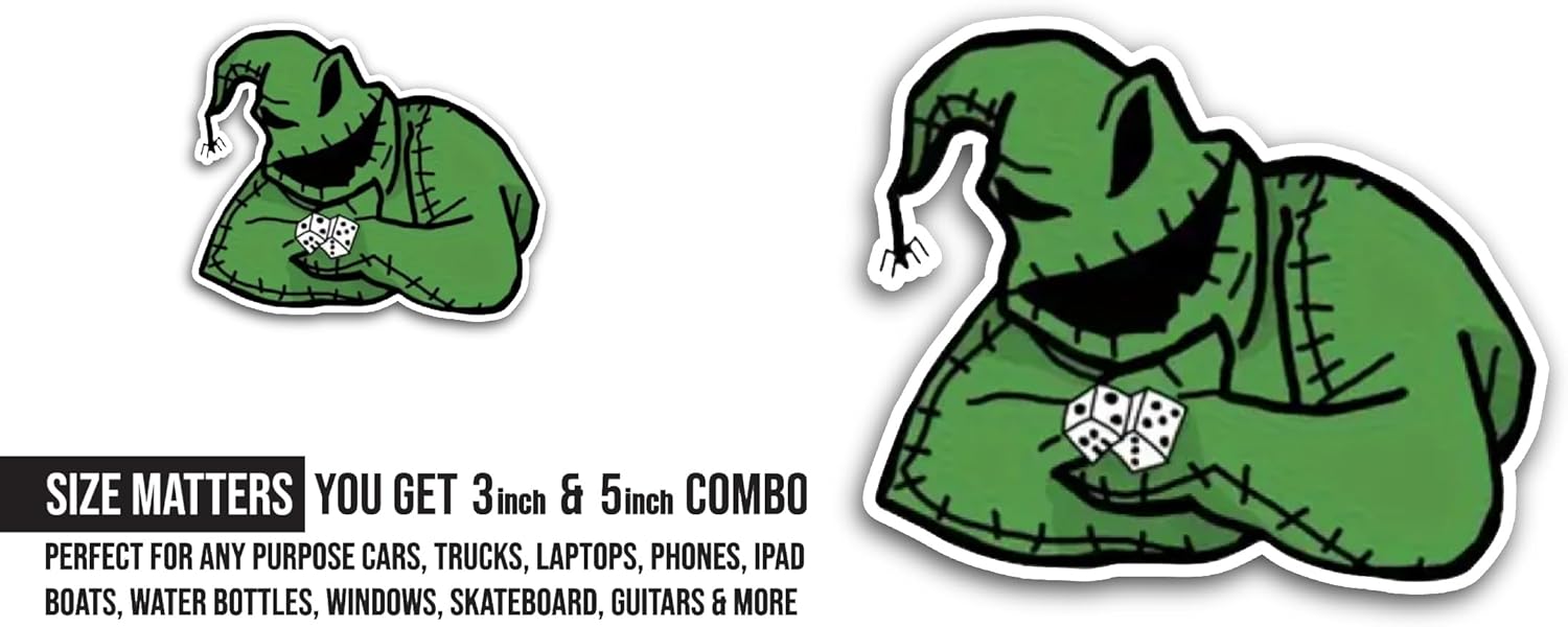 2 (Pieces) 3" and 5" Oogie B00gie Sticker, Waterproof Vinyl Decals for Many Purpose Like Cars, Trucks, Laptops, Phones, Windows and More