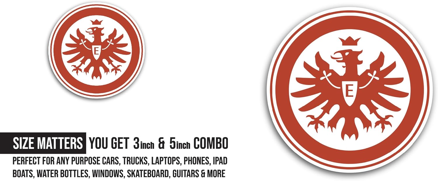2 (Pieces) 3" and 5" Eintr@CHT Fr@nkfurt Sticker, Waterproof Vinyl Decals for Many Purpose Like Cars, Trucks, Laptops, Phones, Windows and More