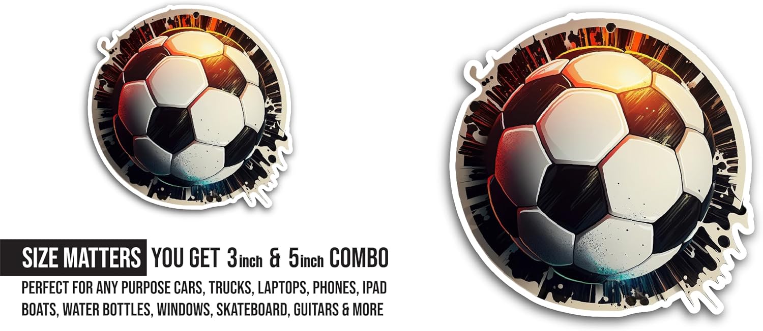 2 (Pieces) 3" and 5" Football Sticker, Waterproof Vinyl Decals for Many Purpose Like Cars, Trucks, Laptops, Phones, Windows and More