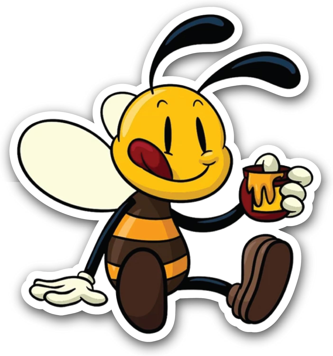2 (Pieces) 3" and 5" Sitting Bee Sticker, Waterproof Vinyl Decals for Many Purpose Like Cars, Trucks, Laptops, Phones, Windows and More