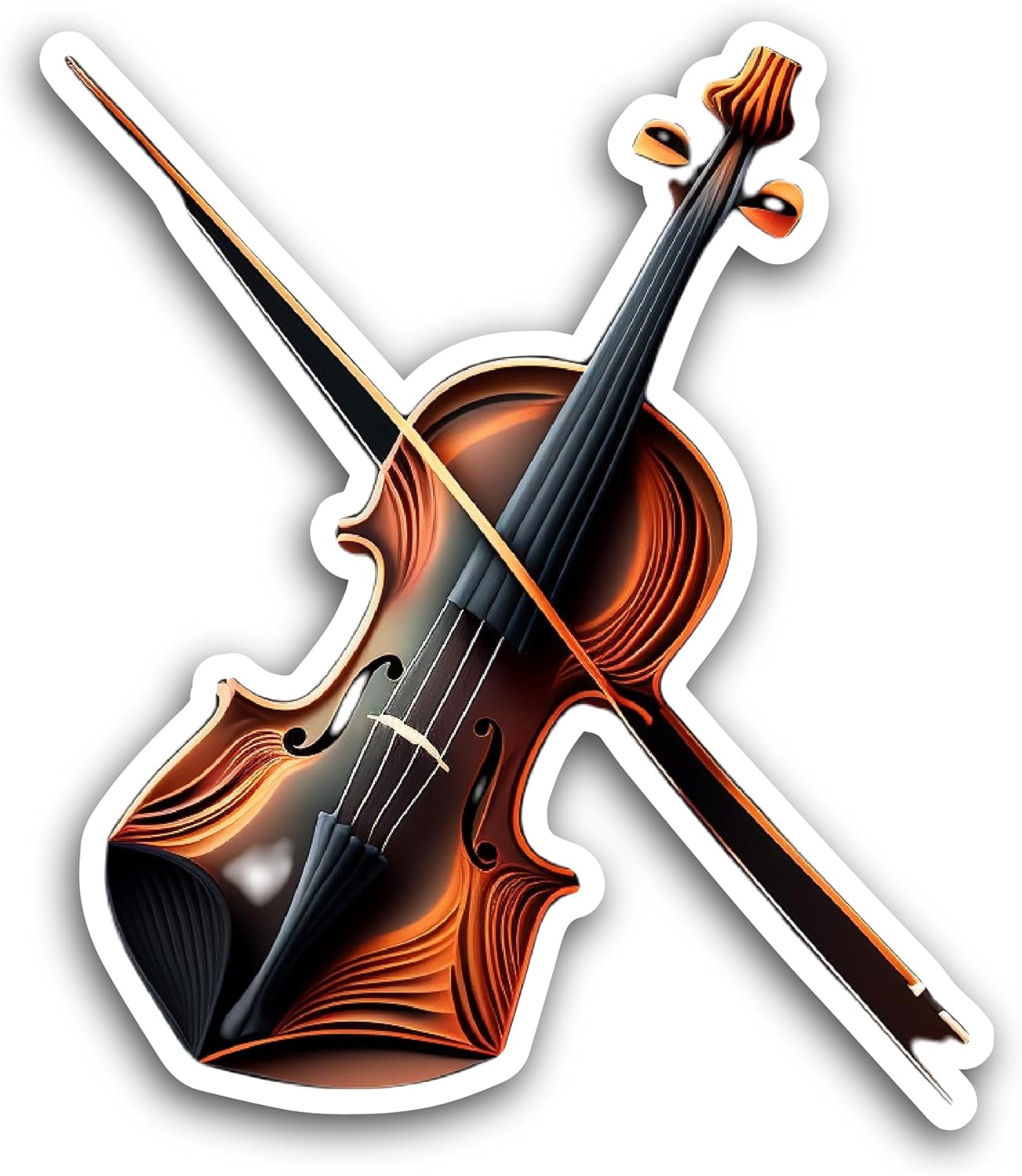 2 (Pieces) 3" and 5" Violin Sticker, Waterproof Vinyl Decals for Many Purpose Like Cars, Trucks, Laptops, Phones, Windows and More