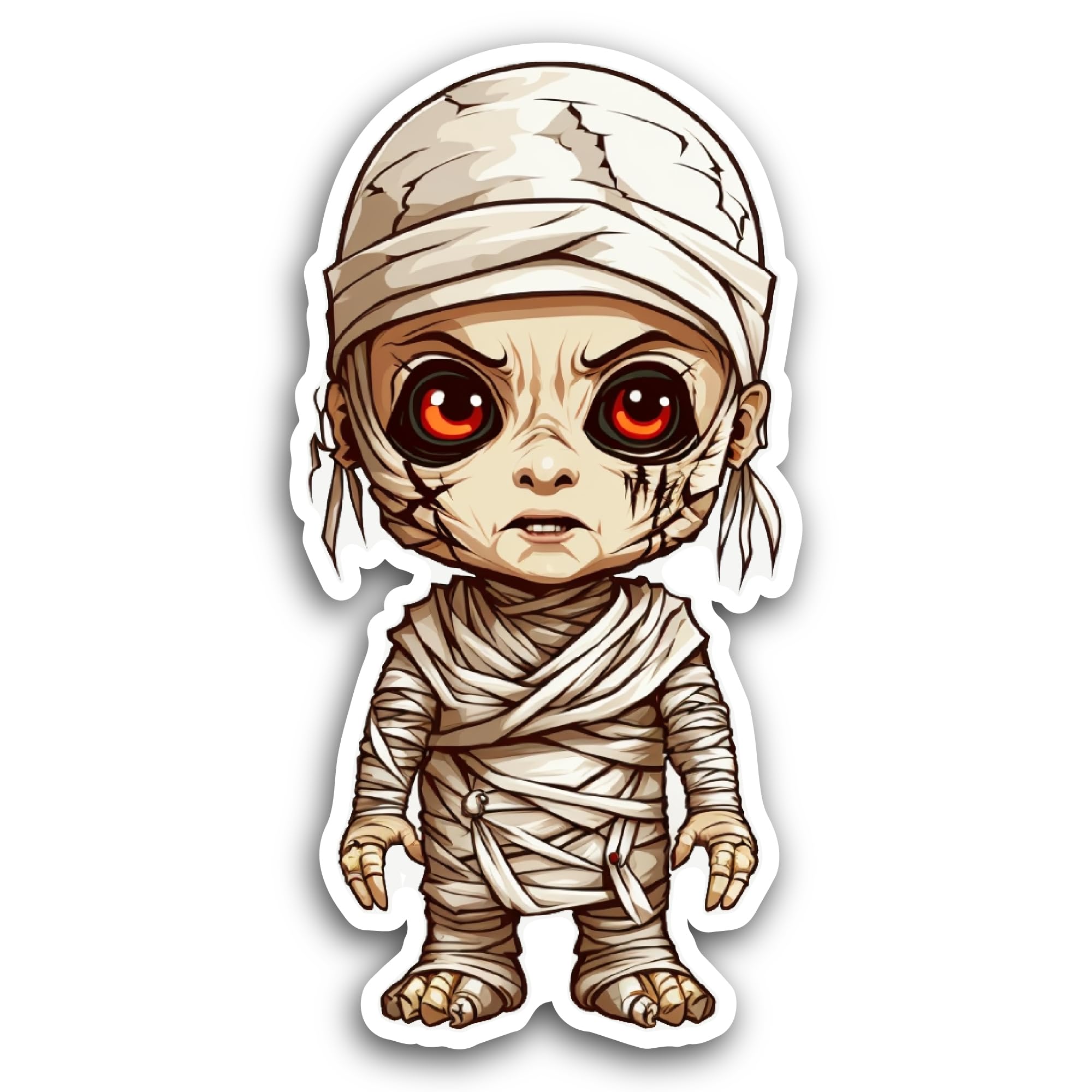 2 (Pieces) 3" and 5" Halloween Mummy Sticker, Waterproof Vinyl Decals for Many Purpose Like Cars, Tr