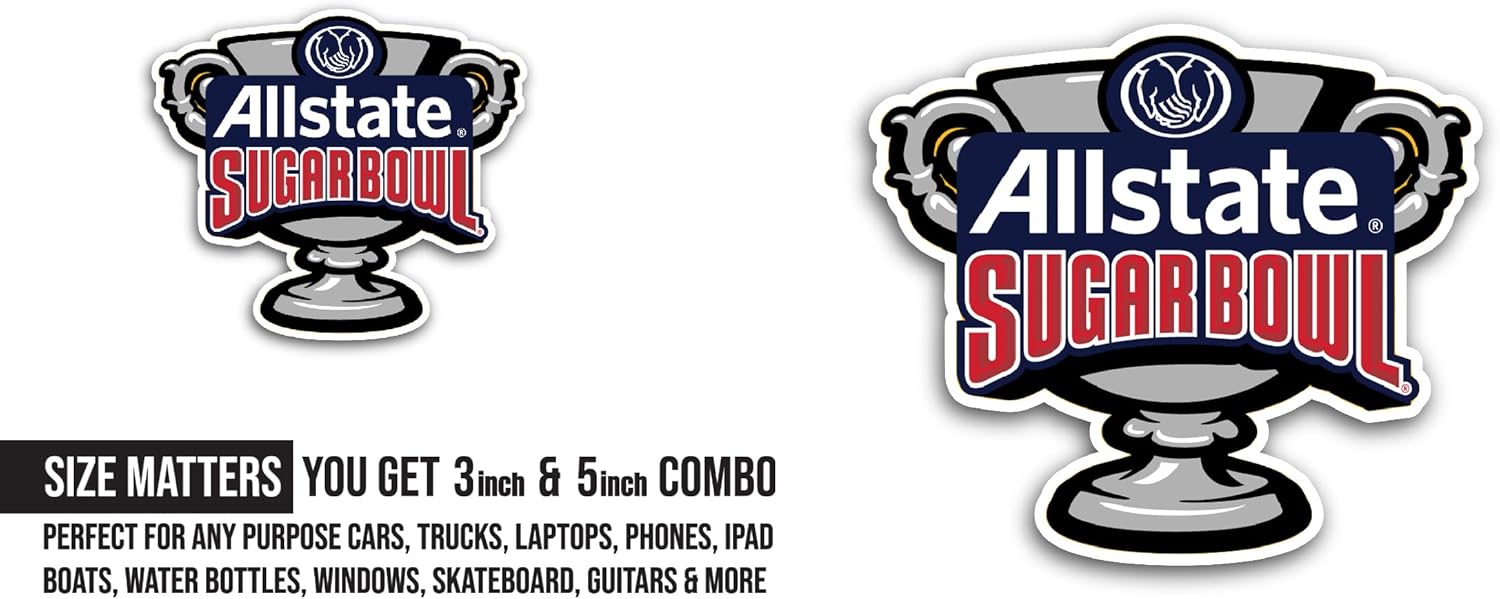 2 (Pieces) 3" and 5" Allstate Sugar B0wl Sticker, Waterproof Vinyl Decals for Many Purpose Like Cars, Trucks, Laptops, Phones, Windows and More