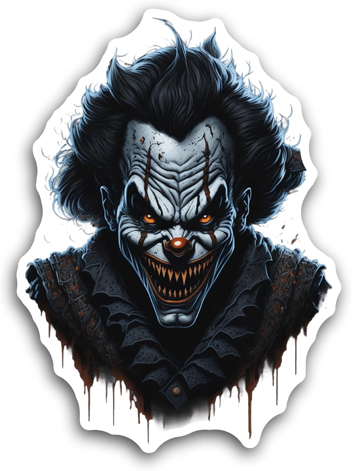2 (Pieces) 3" and 5" Scary Clown Sticker, Waterproof Vinyl Decals for Many Purpose Like Cars, Trucks, Laptops, Phones, Windows and More