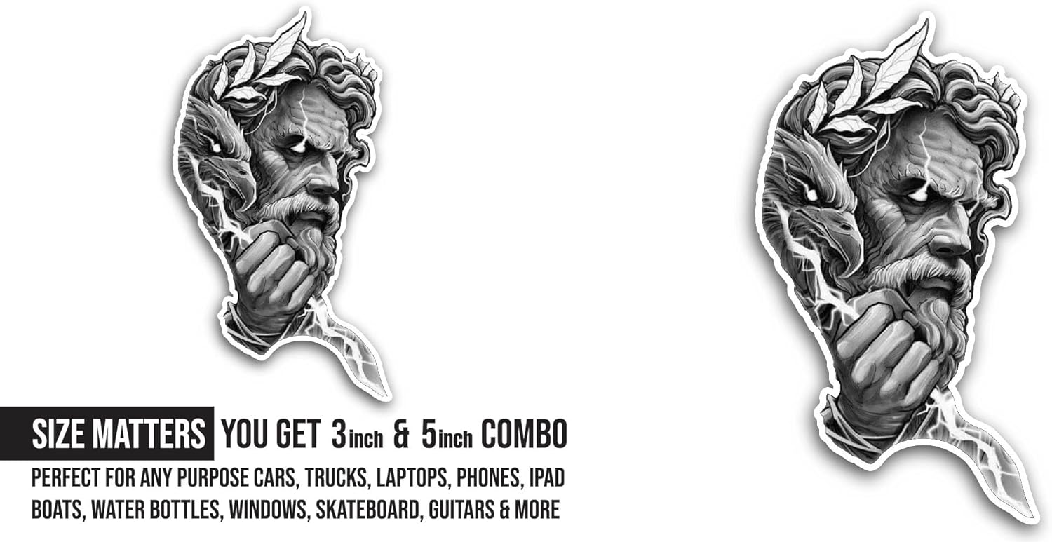 2 (Pieces) 3" and 5" Statue Face Sticker, Waterproof Vinyl Decals for Many Purpose Like Cars, Trucks, Laptops, Phones, Windows and More